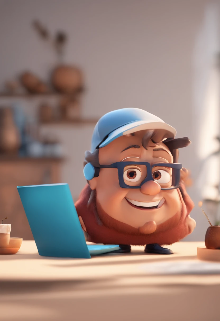 Cartoon character of a man with black glasses and a blue shirt, animation character, Caractere estilizado, animation style rendering, 3D estilizado, Arnold Maya render, 3 d render stylized, toon render keyshot, Personagem 3D, Personagem 3D, 3d rendering stylized, 3 d character render, personagem de desenho animado, Personagem de close up, Pose de personagem,  (Estilo Pixar) (master part:1.2) (Bokeh) (best quality) (pele detalhada) (textura detalhada) (8k) (argila) (Cinematic lighting) (foco nítido