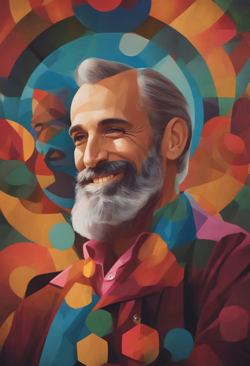 a disney smiling bald and beardy man by Antonio Parreiras, inspired by Antonio Parreiras, by Felipe Seade, by Márta Lacza, by Ramón Silva, by Luis Miranda, by Samuel Silva, by João Artur da Silva if front of a stock market graphic