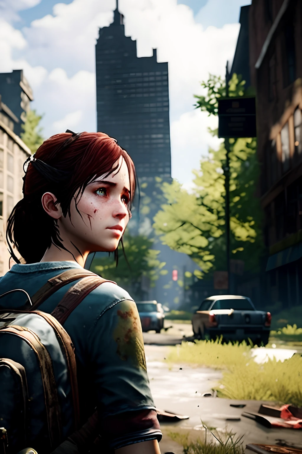 arcane style, ELLIE WILLIAMS in the last of us II, Having a sad face and crying