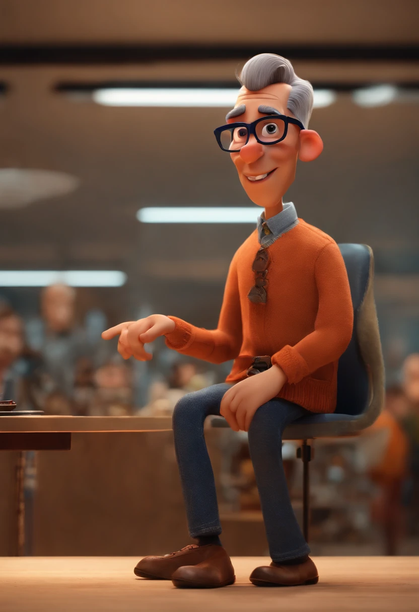 Cartoon character of a man with black glasses and a blue shirt, animation character, Caractere estilizado, animation style rendering, 3D estilizado, Arnold Maya render, 3 d render stylized, toon render keyshot, Personagem 3D, Personagem 3D, 3d rendering stylized, 3 d character render, personagem de desenho animado, Personagem de close up, Pose de personagem, (Estilo Pixar) (master part:1.2) (Bokeh) (best quality) (pele detalhada) (textura detalhada) (8k) (argila) (Cinematic lighting) (foco nítido