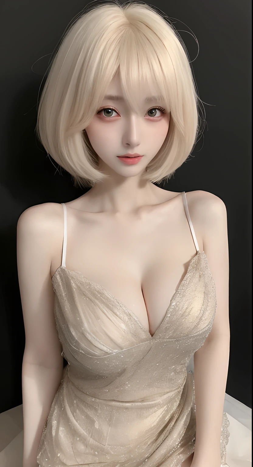 perfect figure beautiful woman:1.4,Layered Hair Style,Protruding cleavage:1.2,offcial dress:1.5,Highly Detailed Face and Skin Textur,Narrow eyes,二重まぶた,Whitens the skin,short detailed hair,full bodyesbian