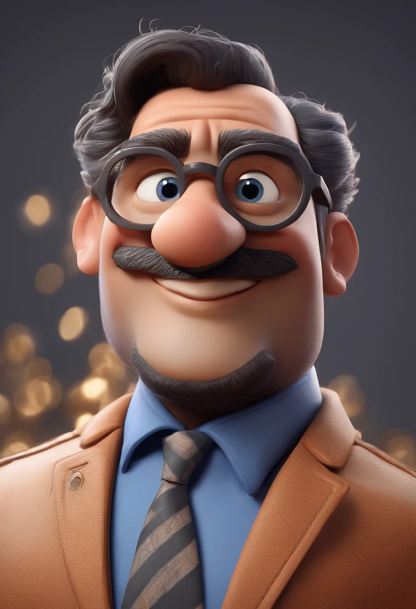 Cartoon character of a man with black glasses and a blue shirt, animation character, Caractere estilizado, animation style rendering, 3D estilizado, Arnold Maya render, 3 d render stylized, toon render keyshot, Personagem 3D, Personagem 3D, 3d rendering stylized, 3 d character render, personagem de desenho animado, Personagem de close up, Pose de personagem,  (Estilo Pixar) (master part:1.2) (Bokeh) (best quality) (pele detalhada) (textura detalhada) (8k) (argila) (Cinematic lighting) (foco nítido
