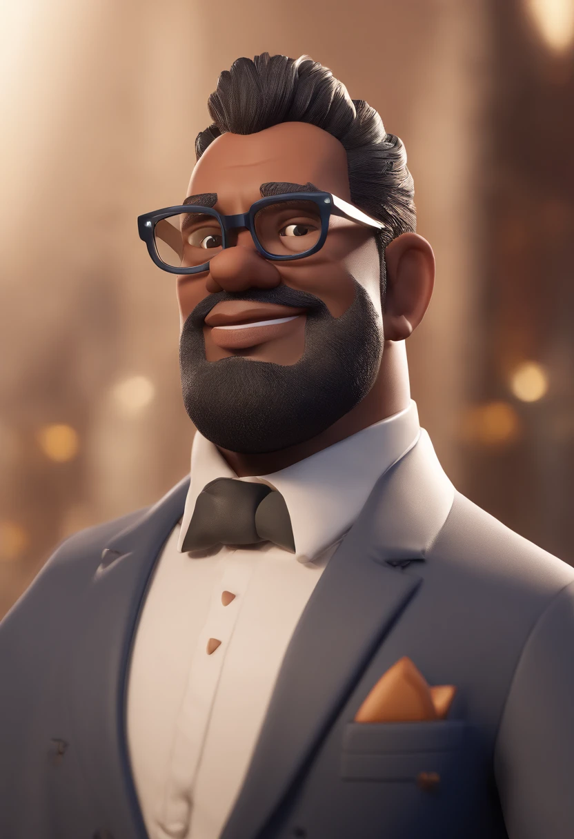 Cartoon character of a man with black glasses and a blue shirt, animation character, Caractere estilizado, animation style rendering, 3D estilizado, Arnold Maya render, 3 d render stylized, toon render keyshot, Personagem 3D, Personagem 3D, 3d rendering stylized, 3 d character render, personagem de desenho animado, Personagem de close up, Pose de personagem,  (Estilo Pixar) (master part:1.2) (Bokeh) (best quality) (pele detalhada) (textura detalhada) (8k) (argila) (Cinematic lighting) (foco nítido