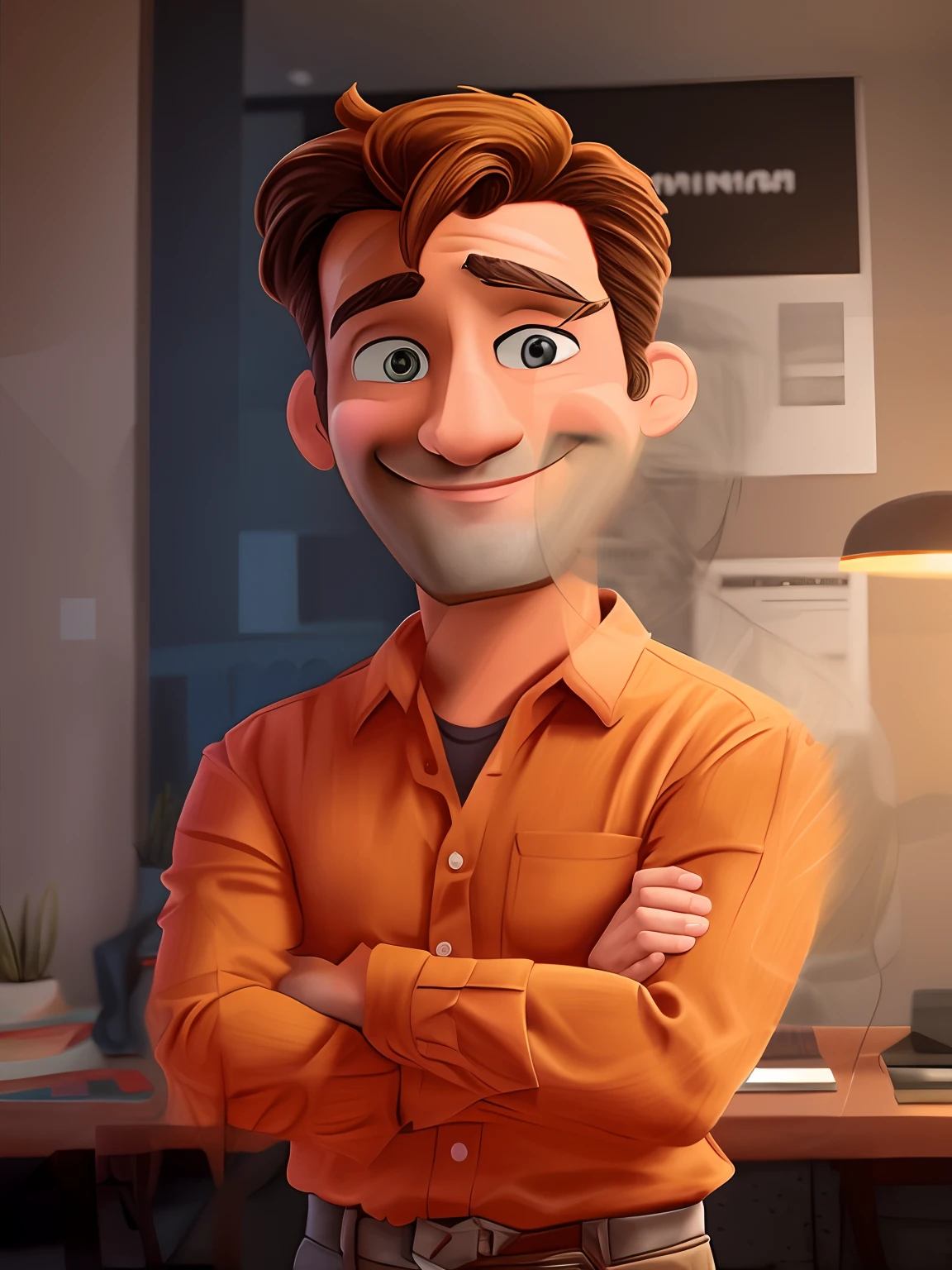 Desenho animado, Realtor, olhar para frente, feliz