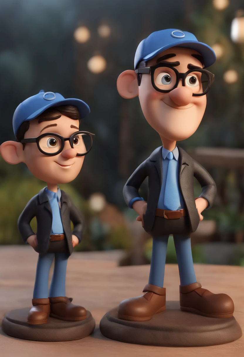 Cartoon character of a man wearing black glasses and a blue shirt, um personagem animado, Caractere estilizado, animation style rendering, 3D estilizado, Arnold Maya render, 3 d render stylized, toon render keyshot, Personagem 3D, Personagem 3D, 3d rendering stylized, 3 d character render, personagem de desenho animado, Personagem de close up, Pose de personagem, (Estilo Pixar) (master part:1.2) (Bokeh) (best quality) (pele detalhada) (textura detalhada) (8k) (argila) (Cinematic lighting) (foco nítido,Senta e vaza a parte superior do corpo