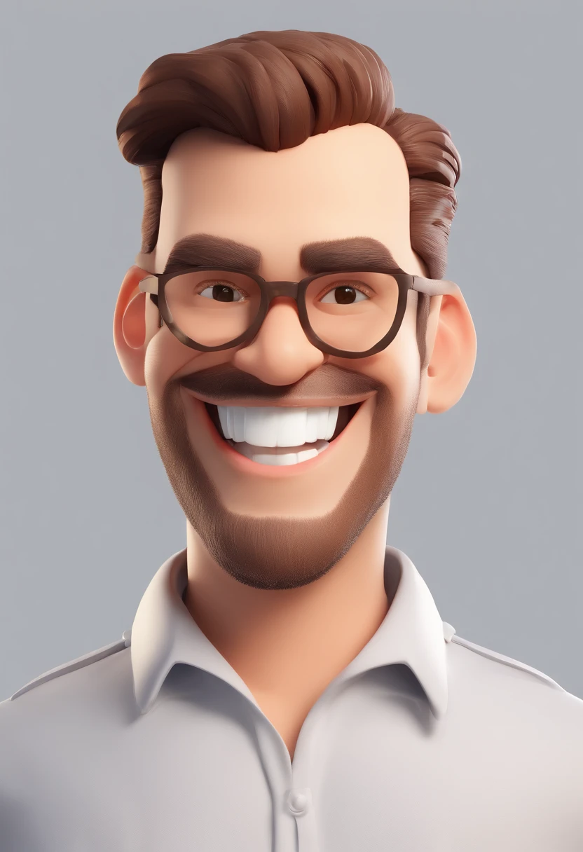 Smiling Man Illustration, sorriso insano, Homem de pele marrom com um sorriso gigante, happily smiling at the camera, sorriso atrevido, he's smiling, sorriso muito grande, Macho sorridente, foto de perfil headshot, rindo sorriso enorme, desenhando no estilo de Arte 3D, c4d, fundo de cor branco puro, estilo disney, estilo pixar render ilustracao Super Detalhe, 8k