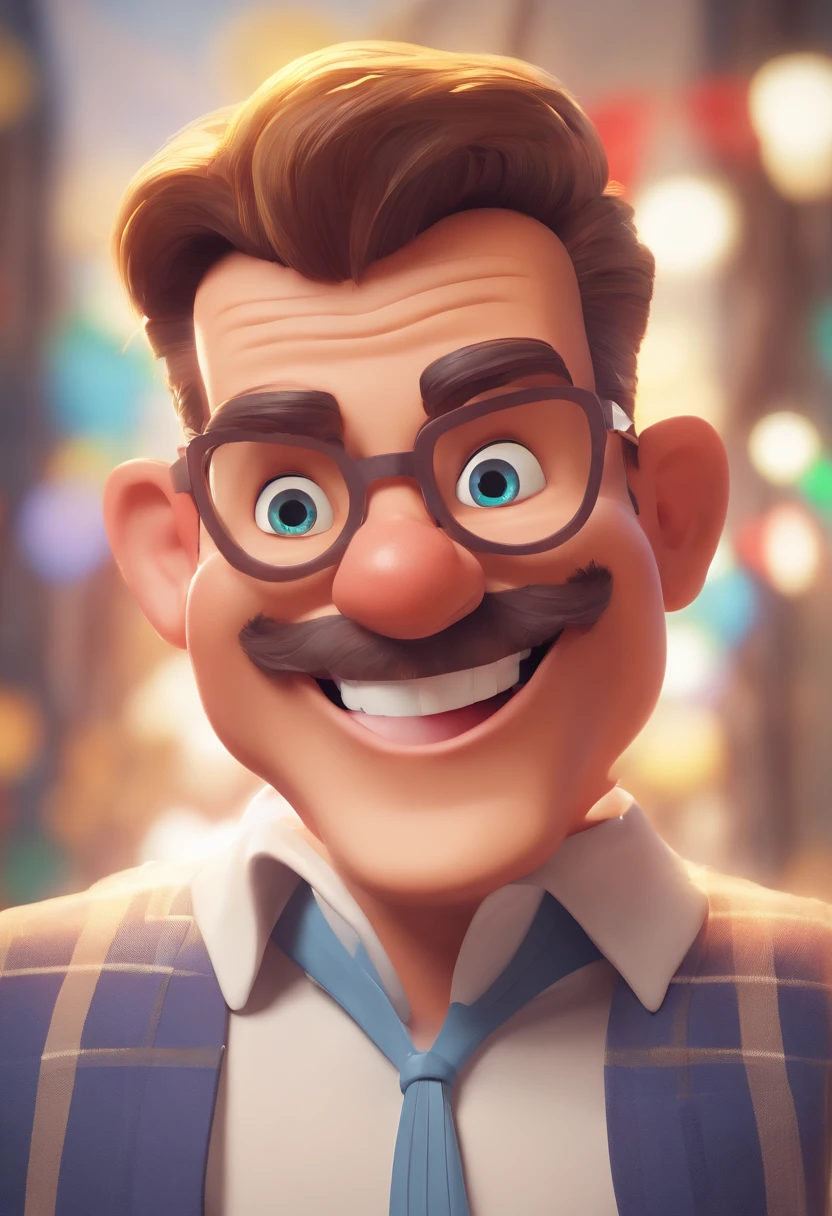 Smiling Man Illustration, sorriso insano, Homem de pele marrom com um sorriso gigante, happily smiling at the camera, sorriso atrevido, he's smiling, sorriso muito grande, Macho sorridente, foto de perfil headshot, rindo sorriso enorme, desenhando no estilo de Arte 3D, c4d, fundo de cor branco puro, estilo disney, estilo pixar render ilustracao Super Detalhe, 8k