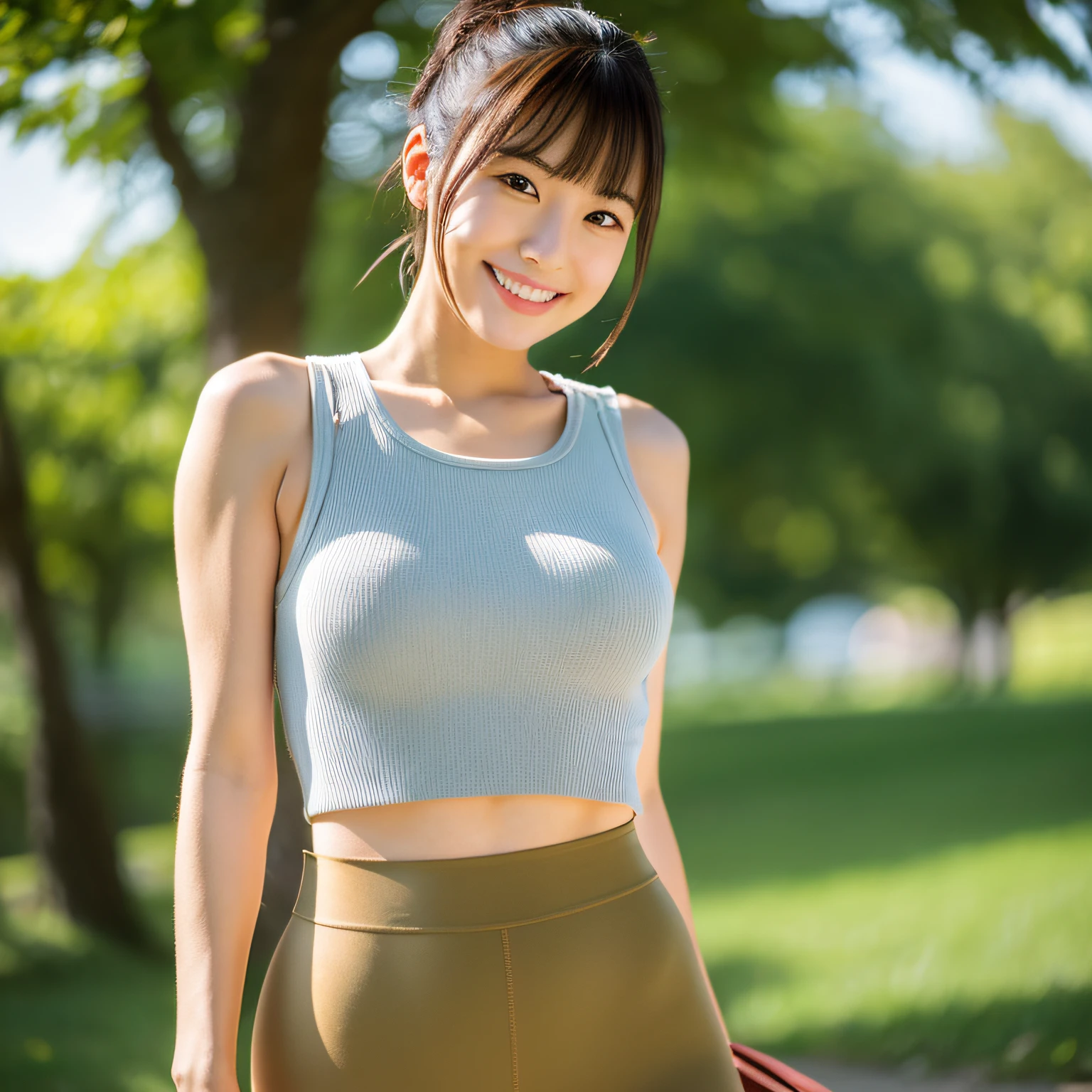 girl with, Kneeling on the ground earth in the garden, ((entire body visible)), The sun is shining on her
She is beautiful, Pretty, Adorable, Cute, 年轻, Teen.
She's slim, slender, Petite, skinny, (flat chest), (small tit), (Small breasts).
She's sweating, Wet, soaked. transparent clothe, sweat on skin, Wet hair.
She's grinning, Smiling. She looks natural, Relaxed, modest.
She stares, Looking at Viewer.
She has a black ponytail.
She wears a school uniform, Rolled up white shirt with blue collar, Colored corduroy sports bra under shirt, Blue shorts, Wear two layers.
shirtlift, . (((She lifts her shirt, Show off your sports bra underneath))).
Camera focused on her face, Light on Face, Very large aperture, ((F/1.2)), Shallow depth of field, Strong background lens blur, ISO 3000, auto white balance,
Extremely detailed, Professional Lighting, Soft light, Raw photo, UNIQLO fashion models,
Best Quality, masutepiece, awardwinning photo, huge filesize, 8K, hight resolution,
shot on Sony DSLR. Happy smile, in bed, dense woods, Botanical Garden, Beach