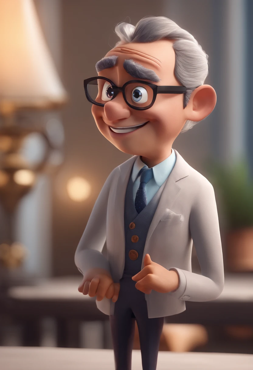 Cartoon character of a man with black glasses and a blue shirt, animation character, Caractere estilizado, animation style rendering, 3D estilizado, Arnold Maya render, 3 d render stylized, toon render keyshot, Personagem 3D, Personagem 3D, 3d rendering stylized, 3 d character render, personagem de desenho animado, Personagem de close up, Pose de personagem,  (Estilo Pixar) (master part:1.2) (Bokeh) (best quality) (pele detalhada) (textura detalhada) (8k) (argila) (Cinematic lighting) (foco nítido