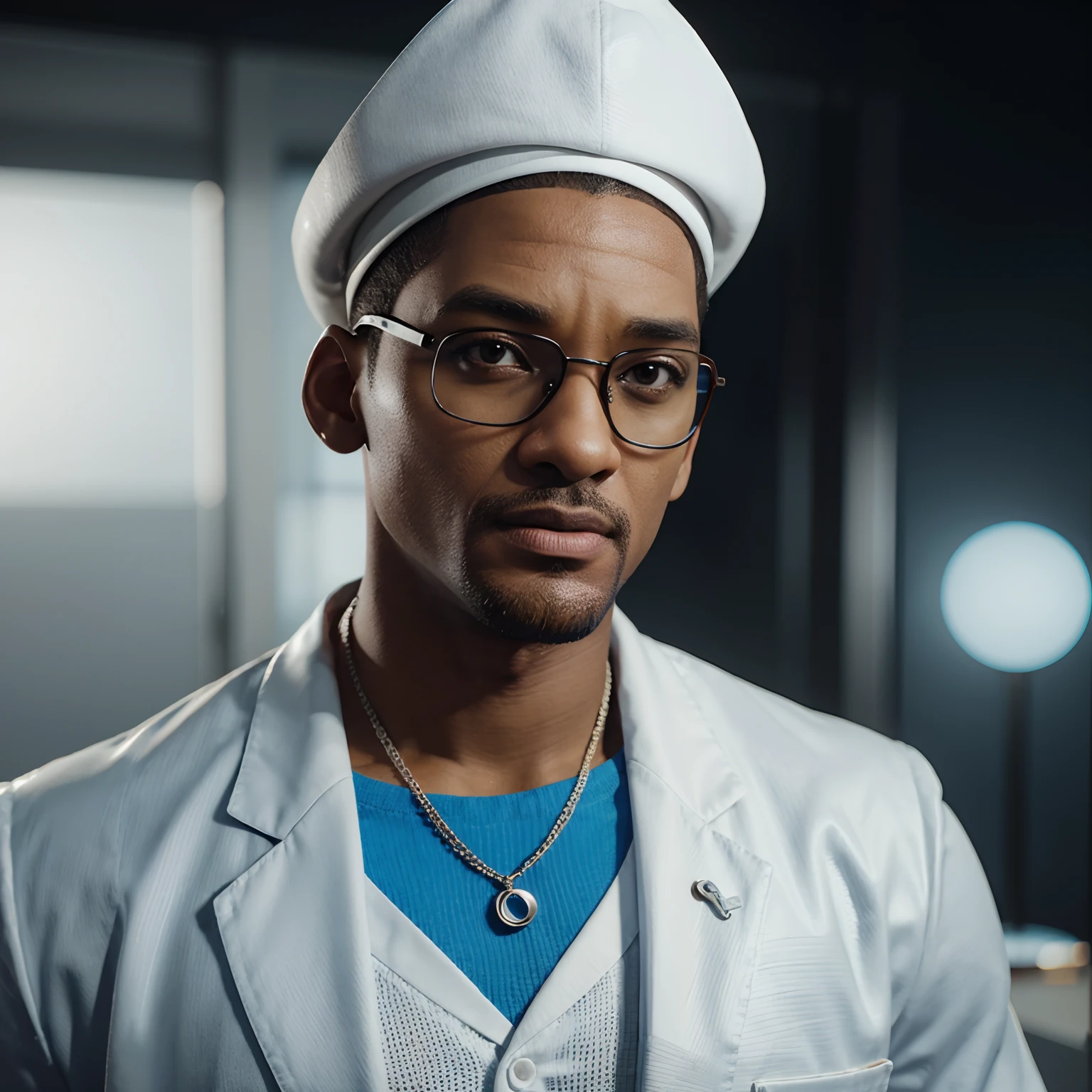 Cartoon character of a man wearing square black glasses and brown skin in a blue suit and white lab coat, um personagem animado, Caractere estilizado, animation style rendering, 3D estilizado, Will Smith
Ator e rapper, Arnold Maya render, 3 d render stylized, toon render keyshot, Personagem 3D, Personagem 3D, 3d rendering stylized, 3 d character render, personagem de desenho animado, Personagem de close up, Pose de personagem, (Estilo Pixar) (master part:1.2) (Bokeh) (melhor qualidade) (pele detalhada) (textura detalhada) (8k) (argila) (Cinematic lighting) (foco nítido,Senta e vaza a parte superior do corpo