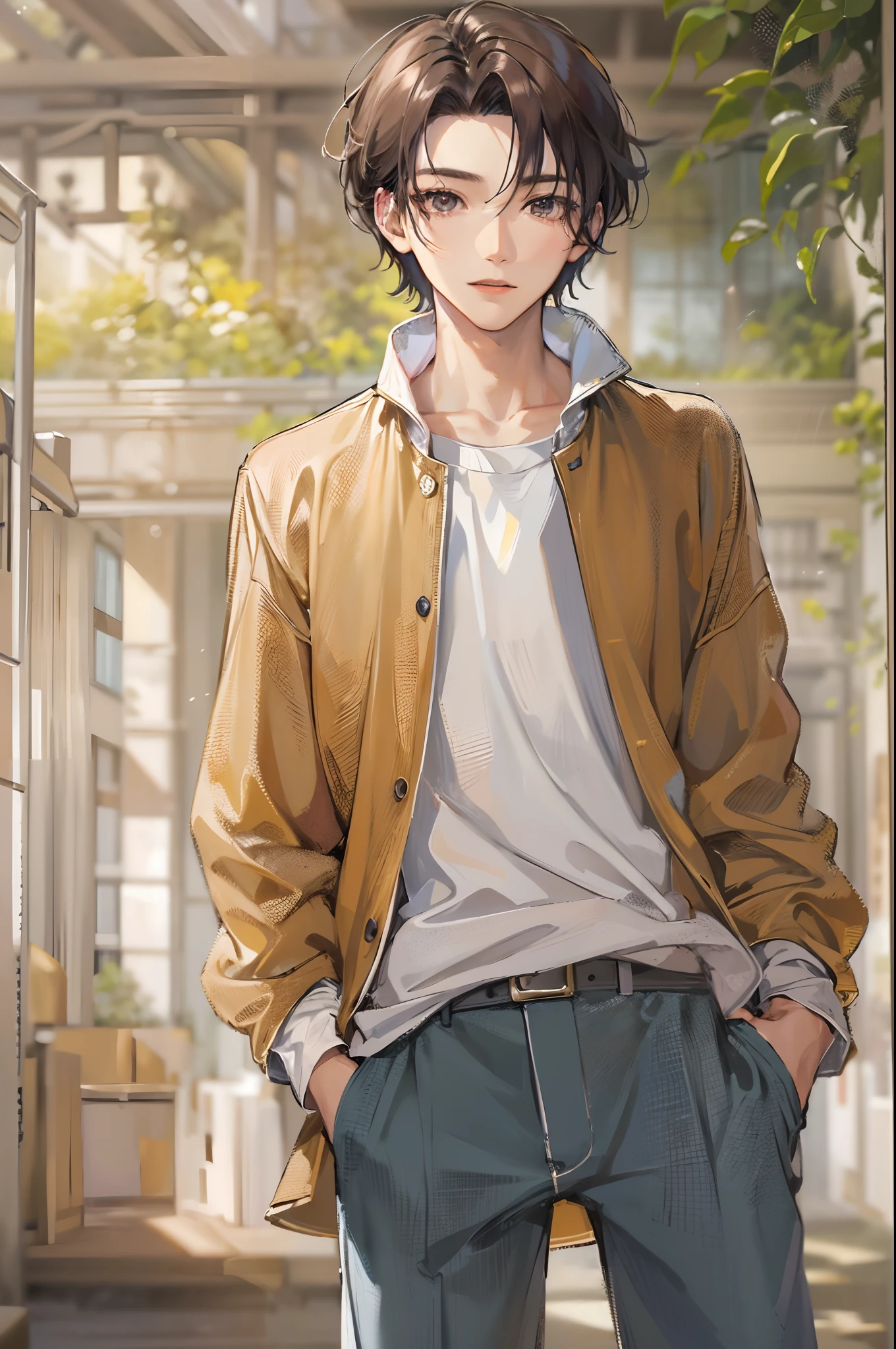 Absurdres masterpiece HDR high quality picture of a character from Hana yori dango anime, 1 boy , character is with detailed face, simple hair design , happy face, different clothes , ((short hair style:1 )) , anime eyes, light skin , 

Wearing random outfit from anime, detailed outfit, nice background, masterpiece scenery