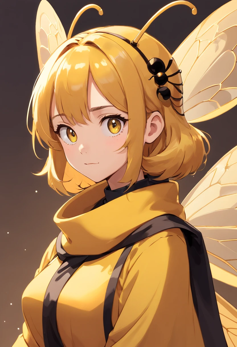 ((foto crua)), ((obra-prima)), Anthropomorphic humanoid honey bee wearing formal clothes, serious, four arms, antennae, neck warmer