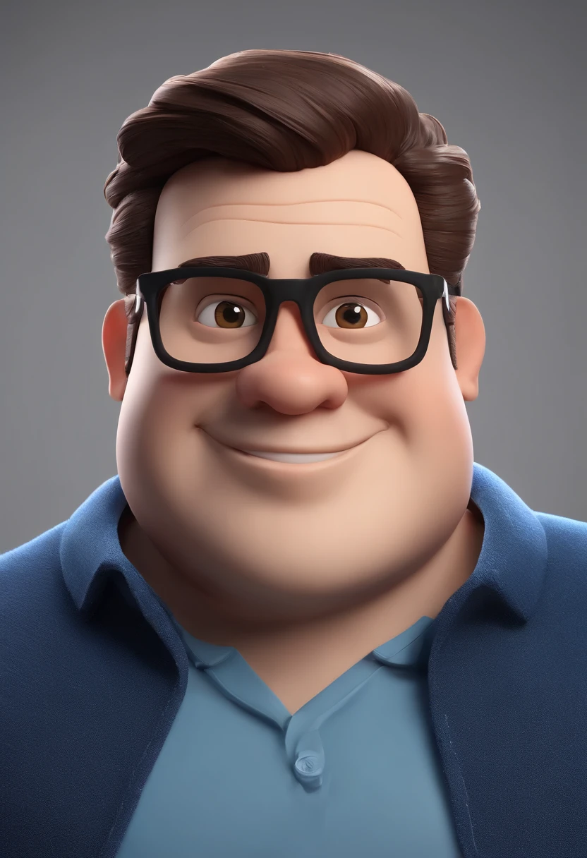 Cartoon character of a man wearing black glasses and a blue shirt, um personagem animado, Caractere estilizado, animation style rendering, 3D estilizado, Arnold Maya render, 3 d render stylized, toon render keyshot, Personagem 3D, Personagem 3D, 3d rendering stylized, 3 d character render, personagem de desenho animado, Personagem de close up, Pose de personagem, (Estilo Pixar) (master part:1.2) (Bokeh) (best quality) (pele detalhada) (textura detalhada) (8k) (argila) (Cinematic lighting) (foco nítido,Senta e vaza a parte superior do corpo