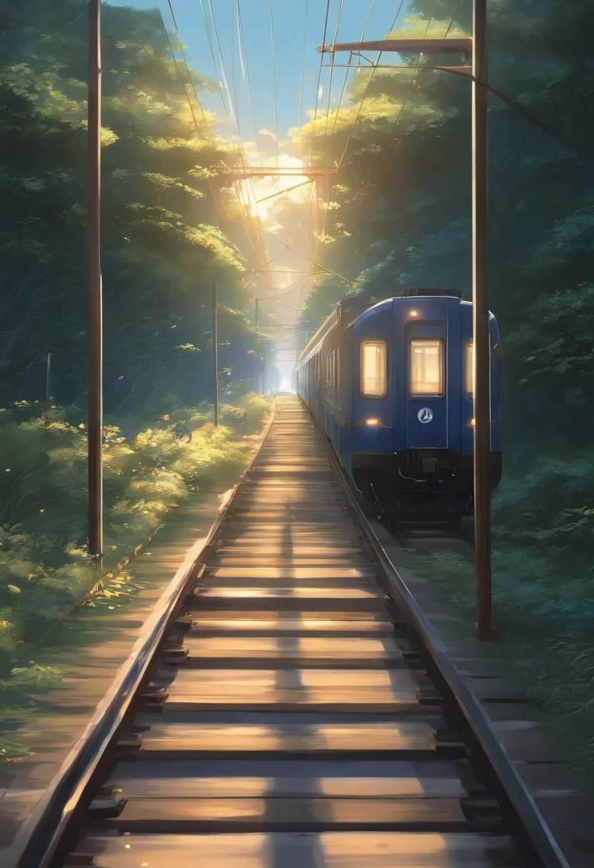 master part, anime train passing through bodies of water on tracks, Bright starry sky. Romantic train, imagem de Makoto Shinkai, Pixiv, arte conceitual, estilo de arte lofi, reflection. por makoto shinkai, Arte Lofi, bela cena de anime, Paisagem do anime, detailed scenery—width 672, em estilo de makoto shinkai, Estilo de Makoto Shinkai, Detalhes aprimorados.