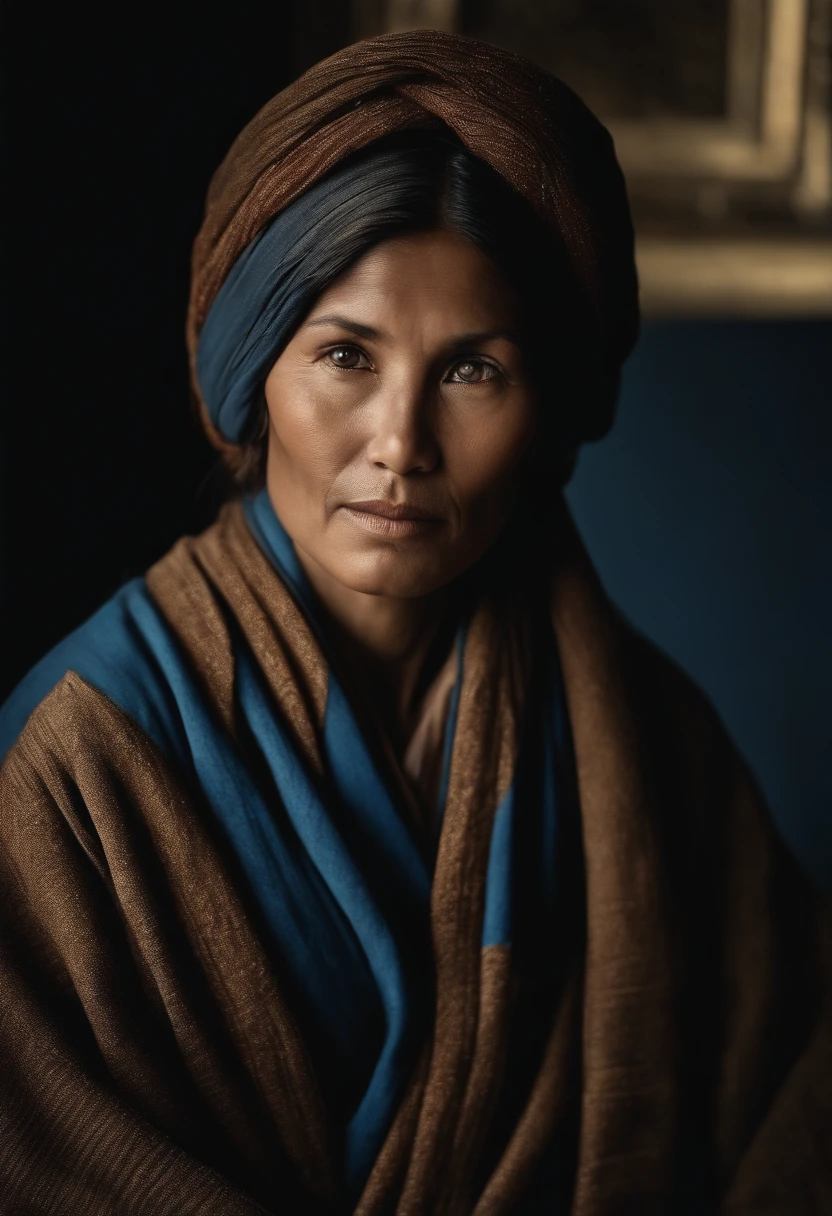 (Steve McCurry-Stil), Eine alte Japanerin, faltig, Traurig und obdachlos ((in einem blauen Wollmantel)), (Melancholie), 1Frau, nur, glattes schwarzes Haar und Frisur, sehr detailliertes Gesicht, gorgeous eyes, [mollig], niedlich, mit leuchtenden Augen, Traurige Augen, bitter, (Rembrandt-Beleuchtung), Zeiss Objektiv, ultra realistisch, (Hochdetaillierter Skin: 1.2), 8K UHD, DSLR, Dramatisches Nierenlicht,  High quality, Fujifilm XT3,