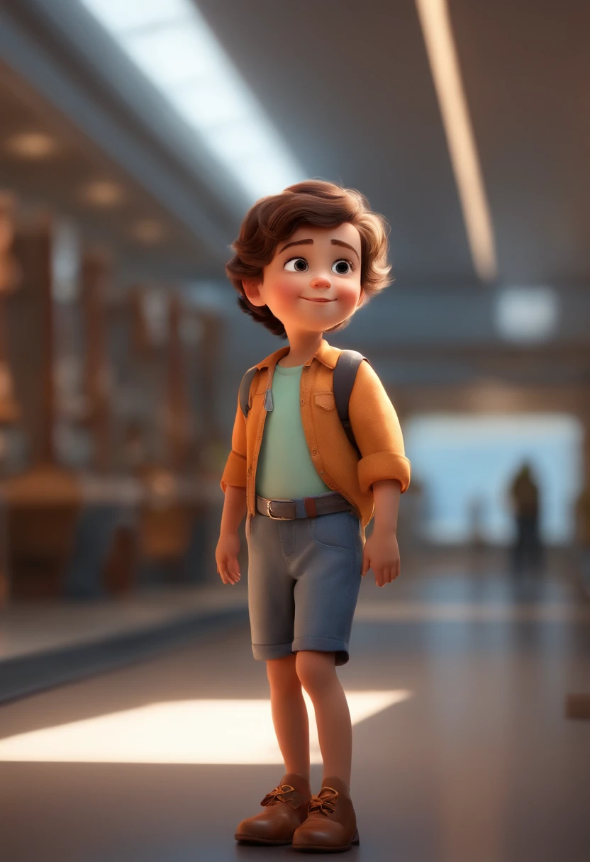 a happy cute ??? standing short hair, vestindo uma fantasia espacial, , fundo branco, barnet, Tom, Estilo Pixar, ....3d, desenhos animados, rosto detalhado, asymmetrical 16k