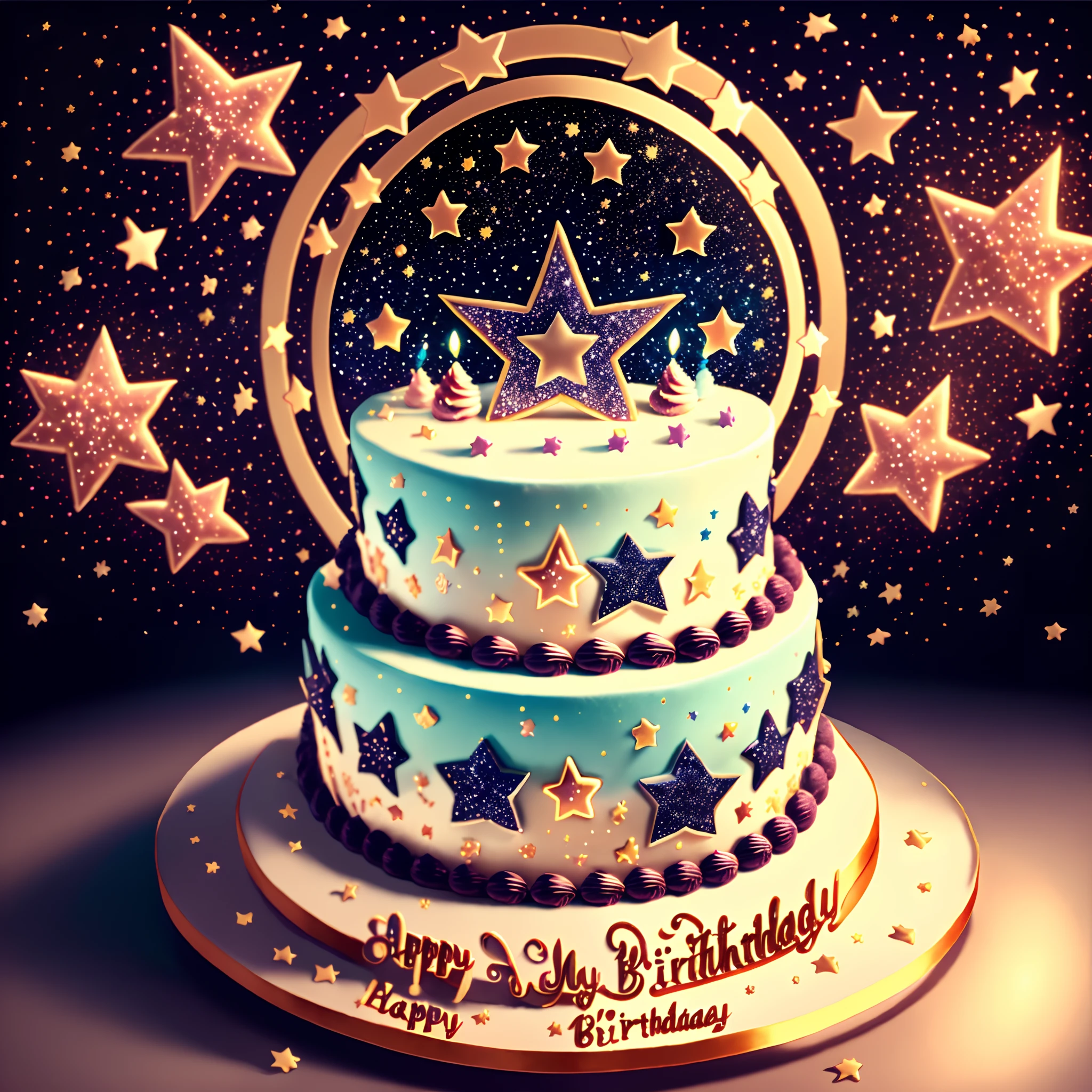 Birthday cake, stars, star elements, masterpieces
