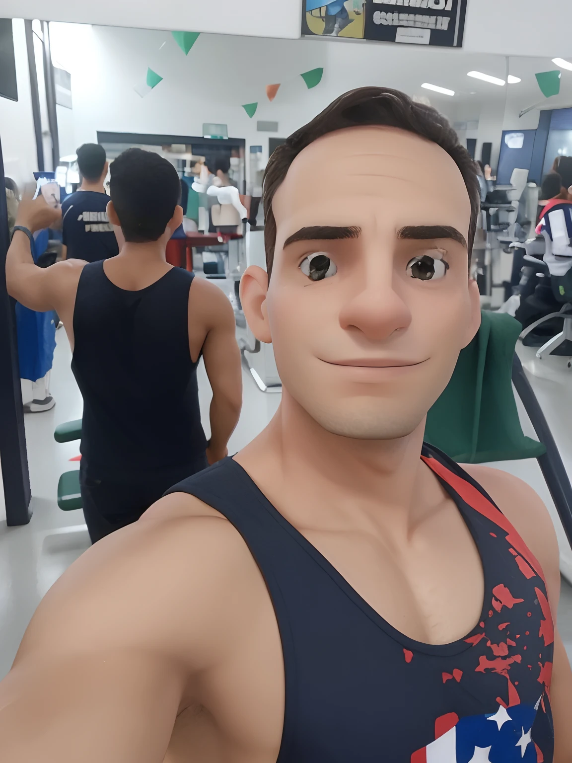 Homem tirando foto self na academia