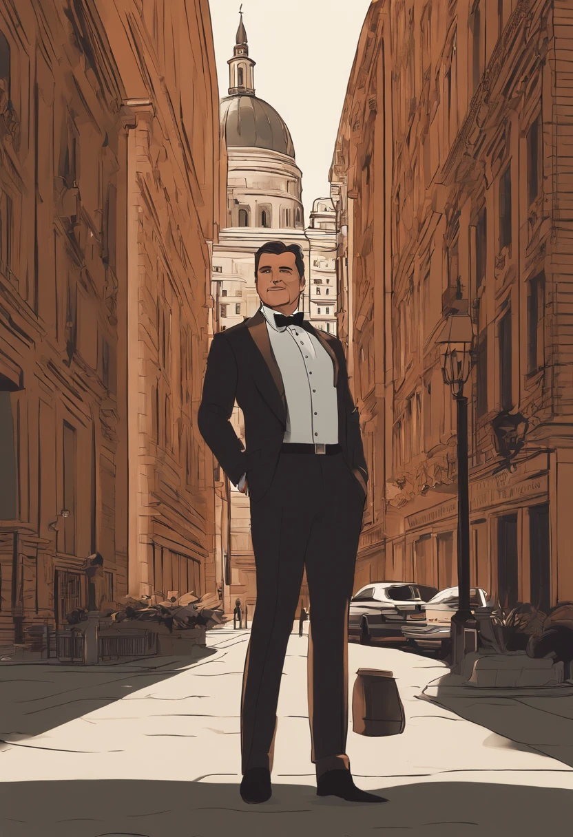 Prompt for Pixar-Style Animation:
scenecy:
A cityscape with several buildings. The focus is on an imposing building at the center of the scene named "Zion Private Services" clearly visible on its façade.
Personagem Principal:
Nome: Dario Sosa
Idade: 42 years old
Appearance:
Vestido com um terno elegante.
his arms are crossed.
Tem barba, that's a little graying.
Cabelo curto nas laterais e mais longo na parte superior, Hairstyle back.
Character position:
Dario is in front of the central building, destacando-se na cena. Acima ou abaixo dele (depending on the composition), deve haver uma placa ou legenda que diz "Dario Sosa - Wealth Advisor".
Atmosfera:
Animation should convey professionalism and confidence, reflecting Dario's performance as a Wealth Advisor.