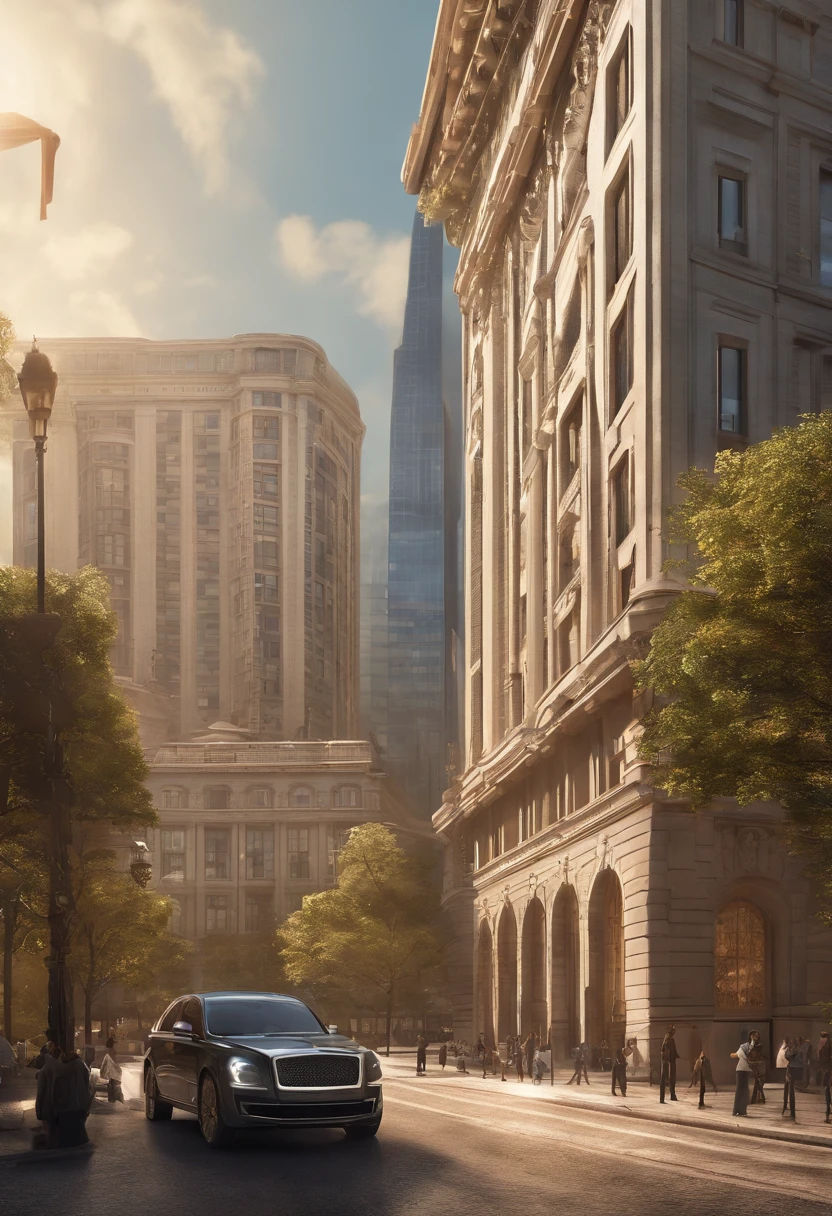 Prompt for Pixar-Style Animation:

scenecy:
A cityscape with several buildings. The focus is on an imposing building at the center of the scene named "Zion Private Services" clearly visible on its façade.

Personagem Principal:

Nome: Dario Sosa
Idade: 42 years old
Appearance:
Vestido com um terno elegante.
his arms are crossed.
Tem barba, that's a little graying.
Cabelo curto nas laterais e mais longo na parte superior, Hairstyle back.
Character position:
Dario is in front of the central building, destacando-se na cena. Acima ou abaixo dele (depending on the composition), deve haver uma placa ou legenda que diz "Dario Sosa - Wealth Advisor".

Atmosfera:
Animation should convey professionalism and confidence, reflecting Dario's performance as a Wealth Advisor.