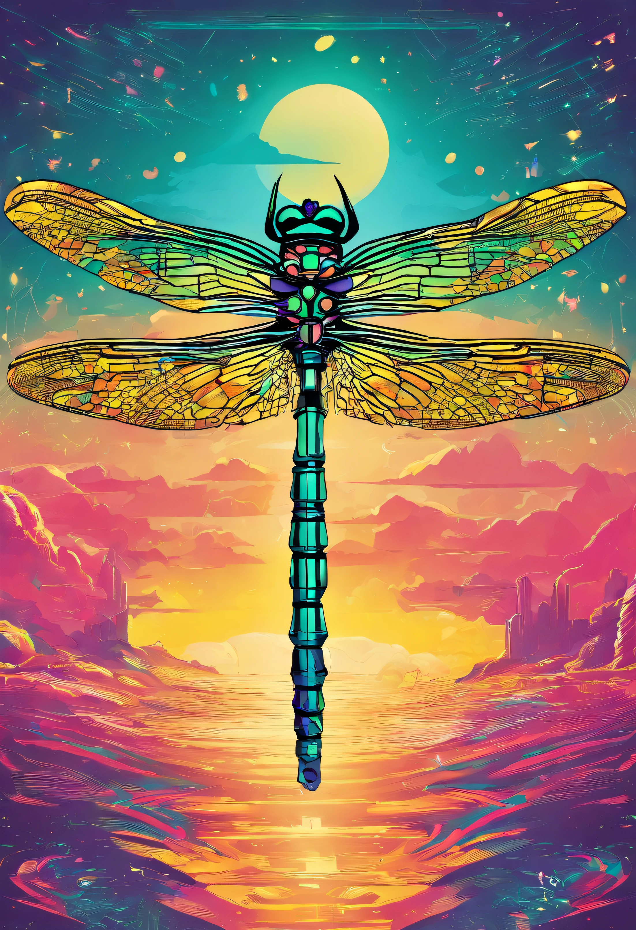 /imagine prompt: A Majestic Dragonfly, Impressionism, Vectorization, Gold, Surrealism, Synesthesia:: t-shirt vector, center composition graphic design, plain background::2 mockup::-2 --upbeta --ar 1:1
