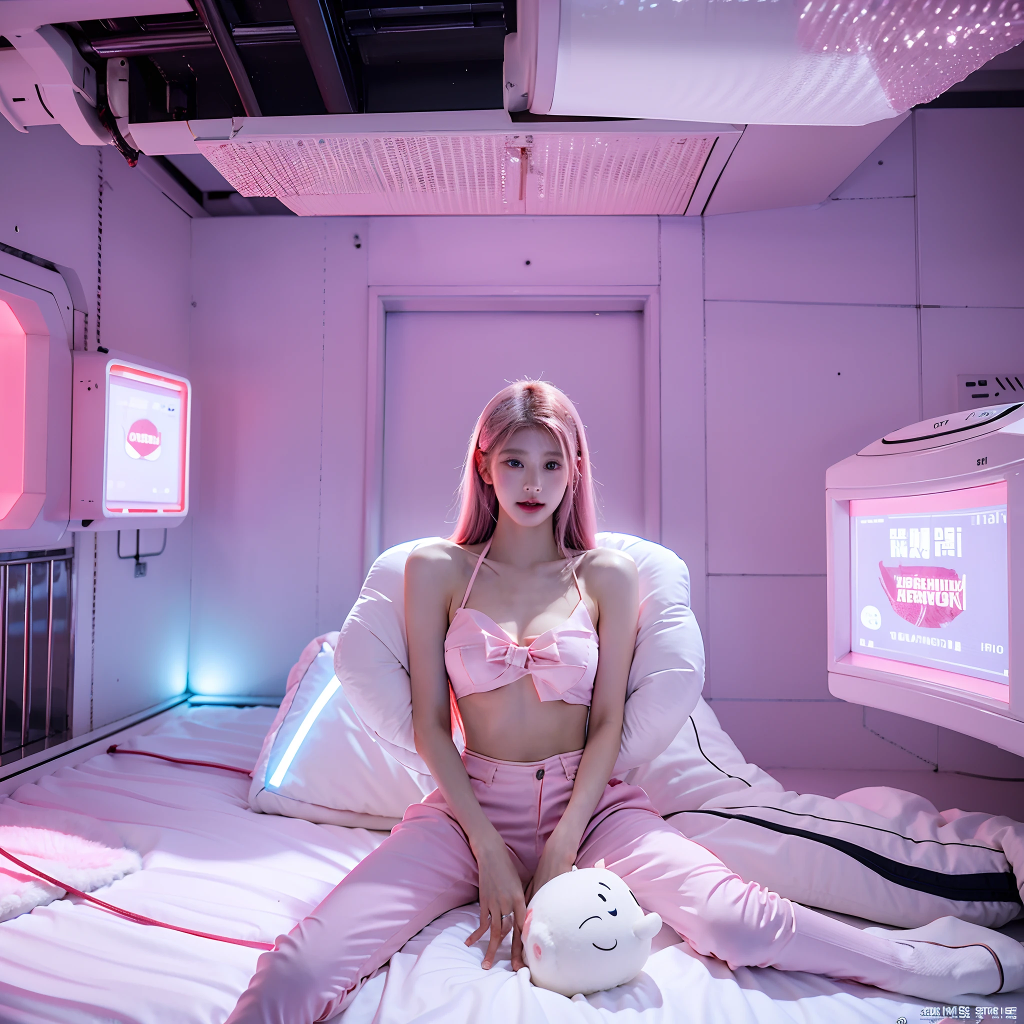 20 Year Old Korean Hentai Girl, A clear white liquid will come out. , tits huge, One hand is holding the chest.., Make orgasmic facial expressions , Pink hair, Futuristic stick room (Futuristic Stick Room (Futuristic Room)),Open Legs , laying in bed