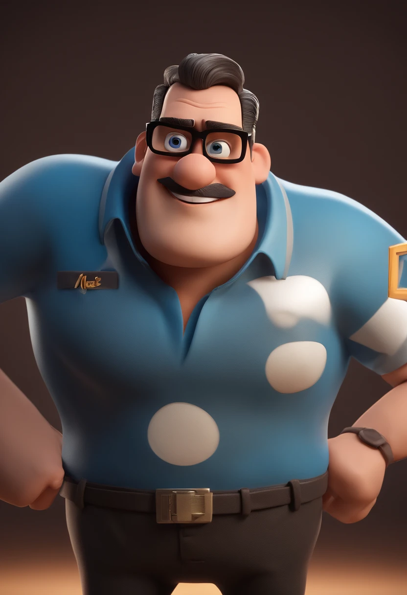 Cartoon character of a man with black glasses and a blue shirt, animation character, Caractere estilizado, animation style rendering, 3D estilizado, Arnold Maya render, 3 d render stylized, toon render keyshot, Personagem 3D, Personagem 3D, 3d rendering stylized, 3 d character render, personagem de desenho animado, Personagem de close up, Pose de personagem,  (Estilo Pixar) (master part:1.2) (Bokeh) (best quality) (pele detalhada) (textura detalhada) (8k) (argila) (Cinematic lighting) (foco nítido