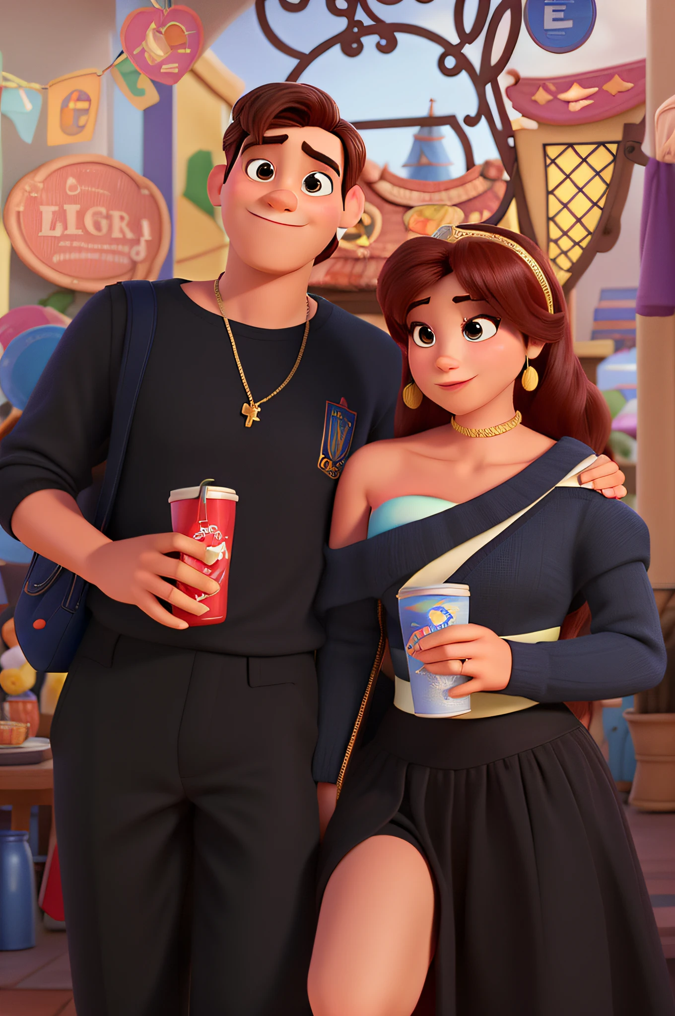 casal homem e mulher no estilo Disney Pixar, alta qualidade, melhor qualidade