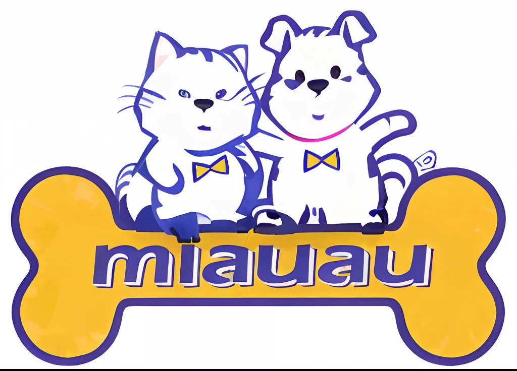 A cat and a dog friends stand together on top of a big bone
