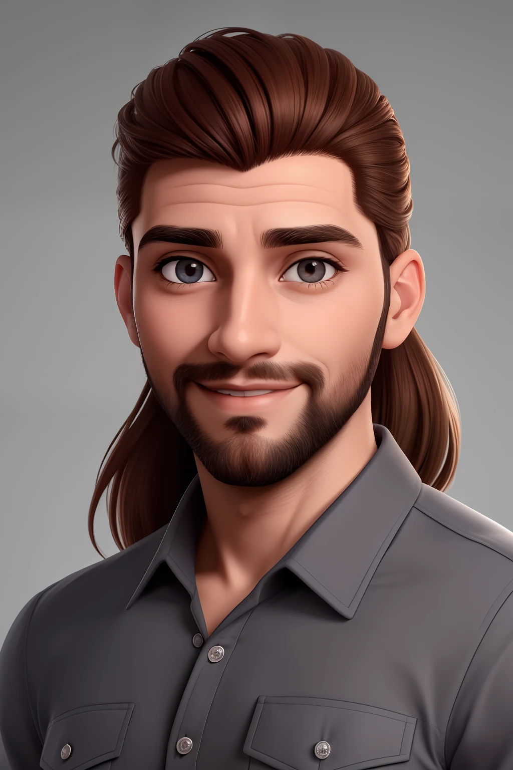 Um homem de 30 anos, com cabelos castanhos curtos,face de diamante, olhar rigoroso, e olhos castanhos, vestindo camisa branca branca com barba rala