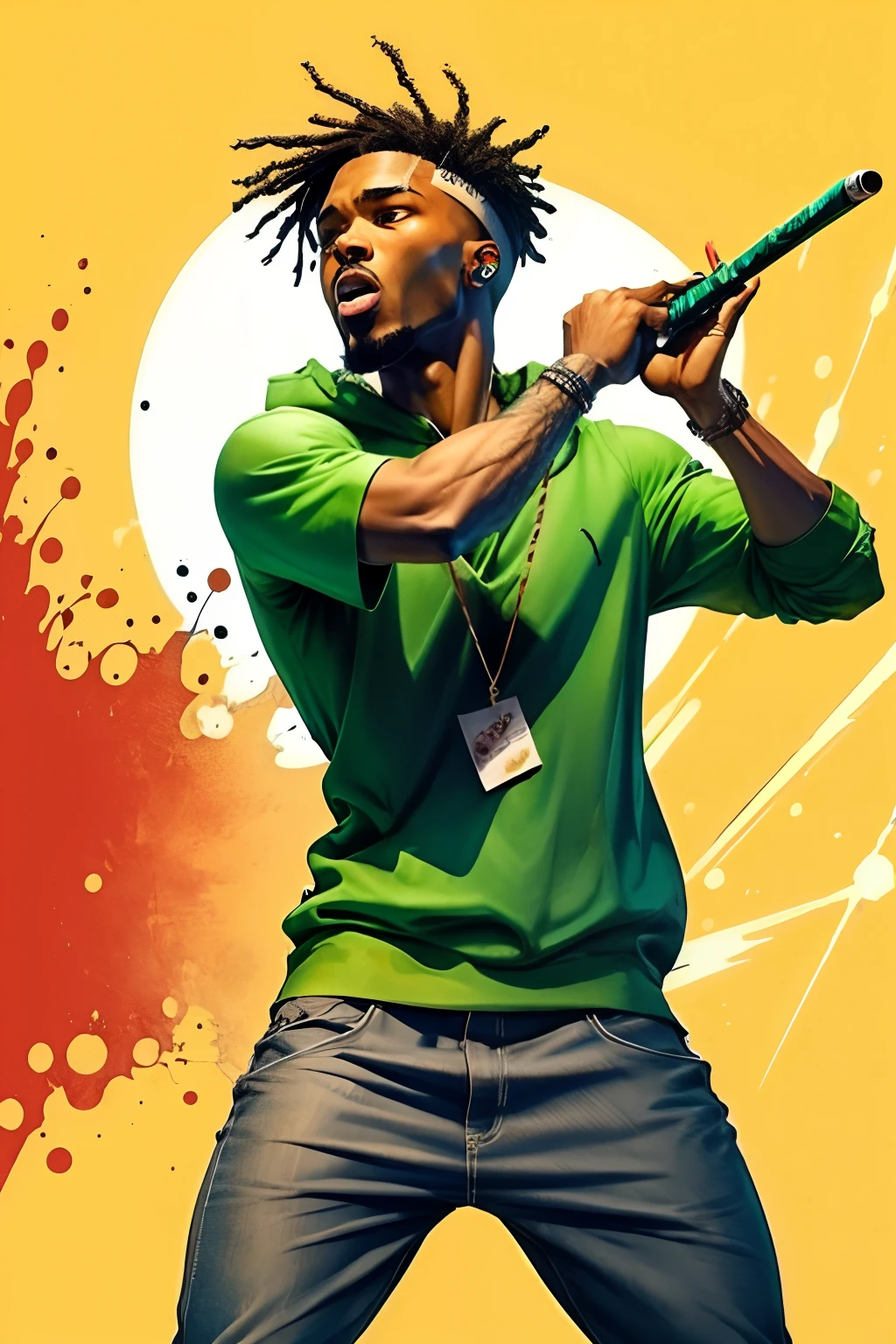 Draw several stick figures rapping