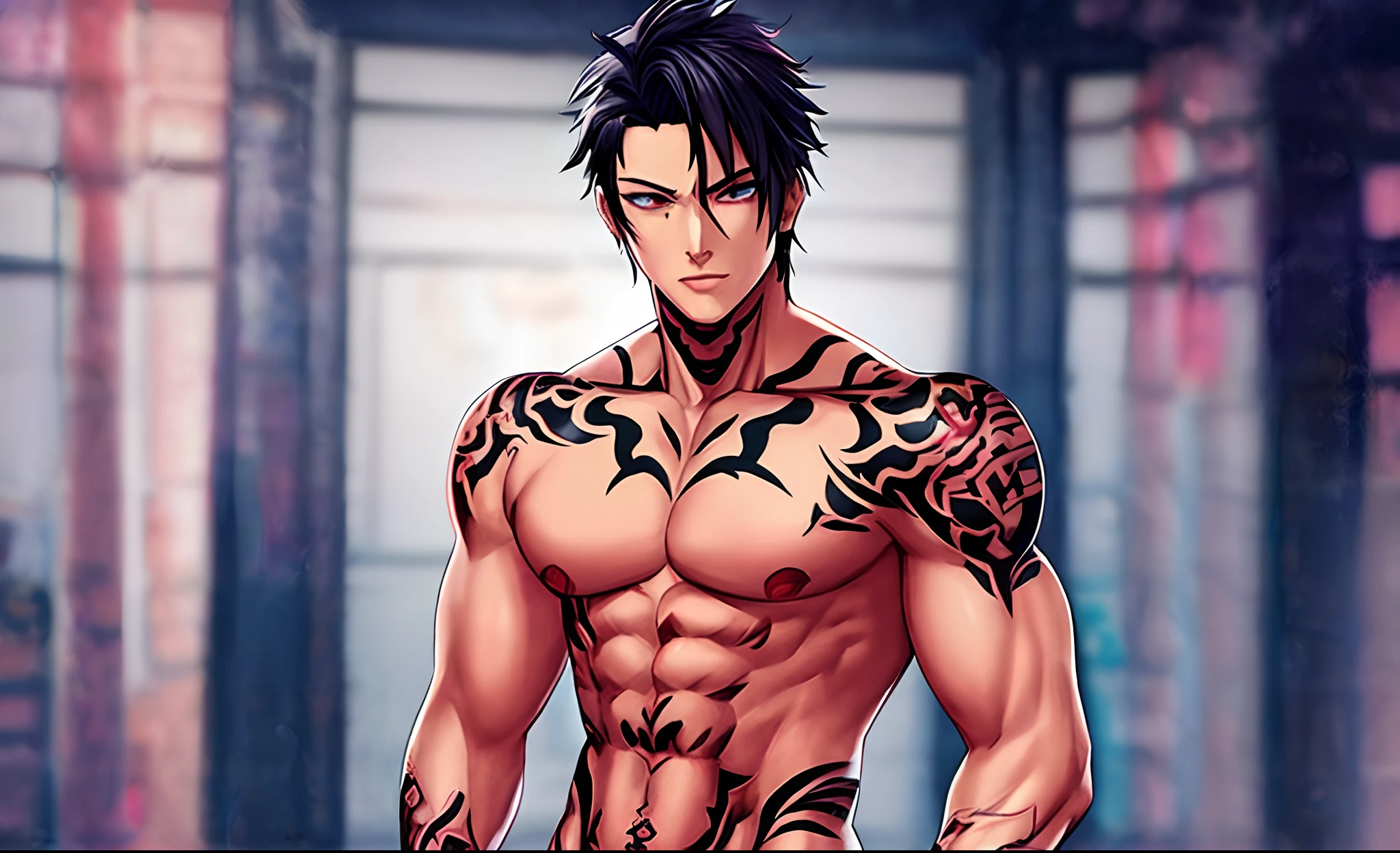 anime man with tattoos and a tattoo on his chest, handsome japanese demon boy, anime handsome man, handsome anime pose, male anime character, highly detailed full body, semi realistic anime, realistic anime 3 d style, 3 d anime realistic, realistic anime artstyle, range murata and artgerm, smooth anime cg art, badass anime 8 k