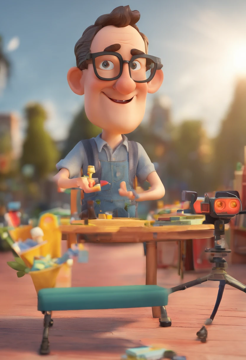 Estilo Pixar: Man in glasses, traba.