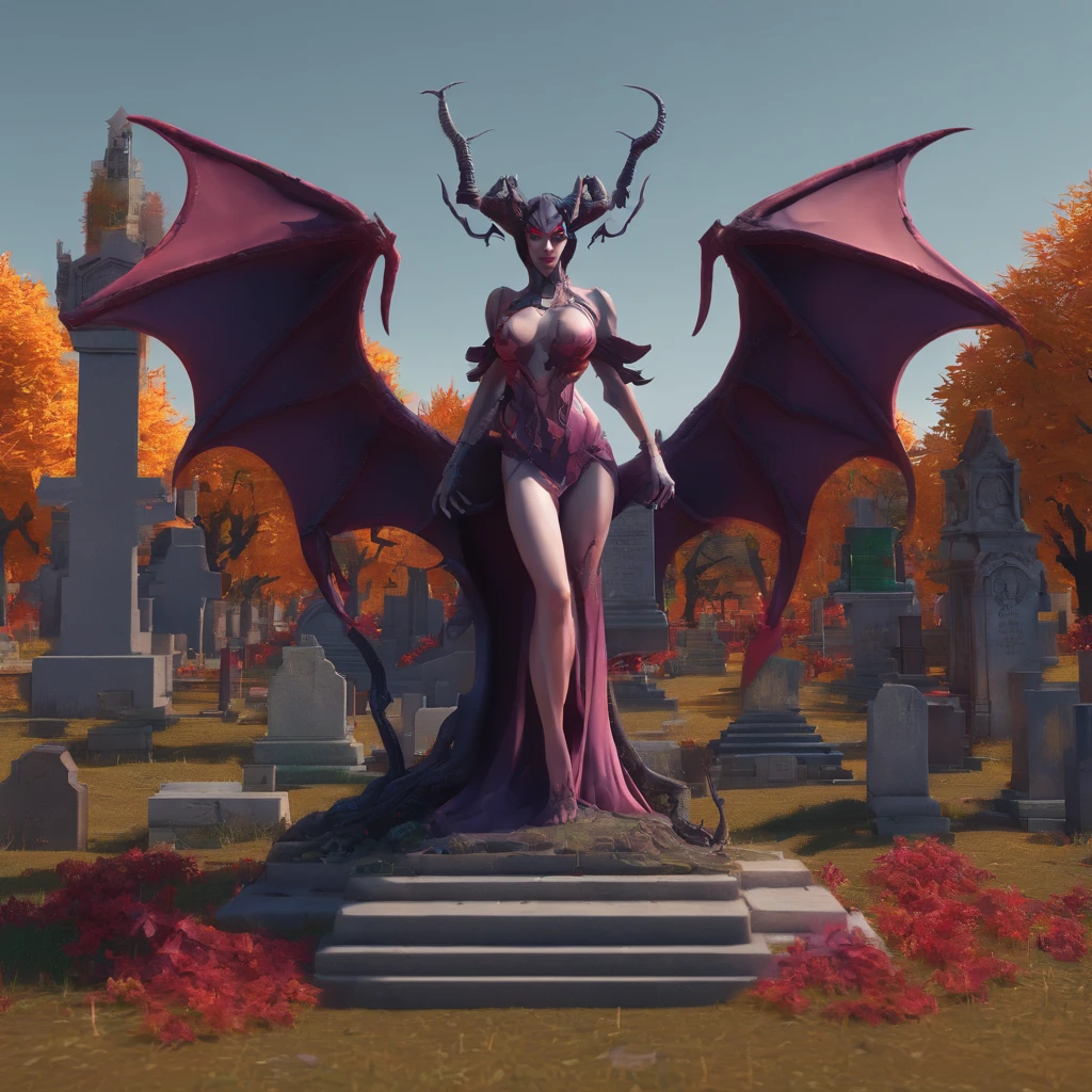 Create a pixelart-style Succubus demon in a graveyard