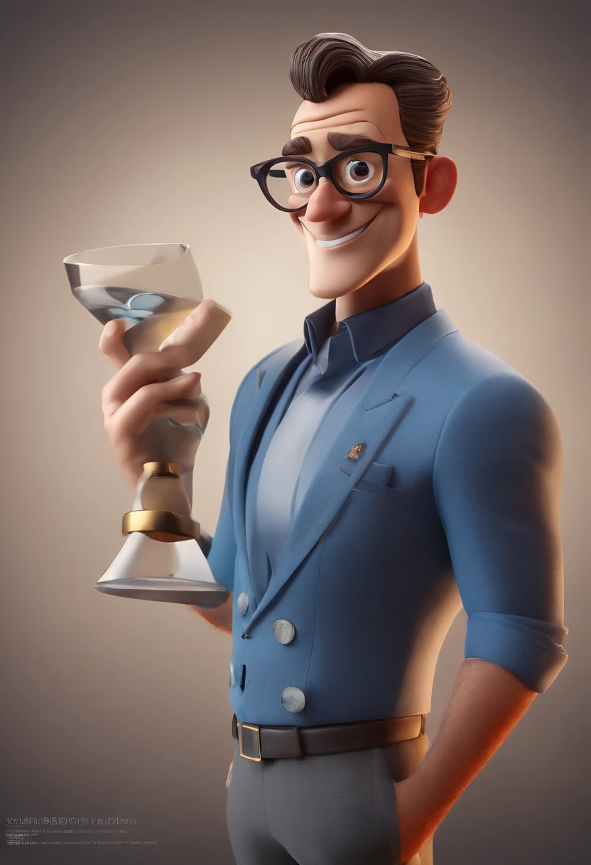 Cartoon character of a man with black glasses and a blue shirt, animation character, Caractere estilizado, animation style rendering, 3D estilizado, Arnold Maya render, 3 d render stylized, toon render keyshot, Personagem 3D, Personagem 3D, 3d rendering stylized, 3 d character render, personagem de desenho animado, Personagem de close up, Pose de personagem, (Estilo Pixar) (master part:1.2) (Bokeh) (best quality) (pele detalhada) (textura detalhada) (8k) (argila) (Cinematic lighting) (foco nítido