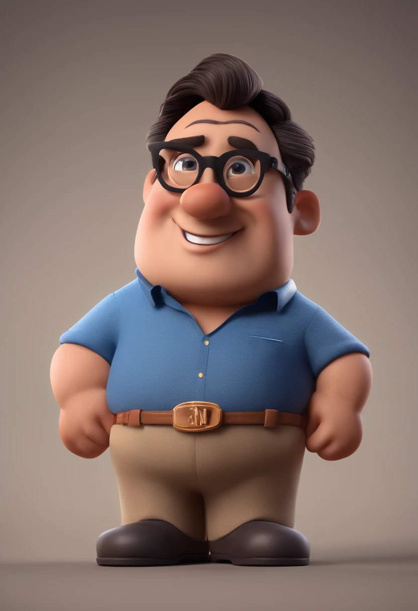 Cartoon character of a man with black glasses and a blue shirt, animation character, Caractere estilizado, animation style rendering, 3D estilizado, Arnold Maya render, 3 d render stylized, toon render keyshot, Personagem 3D, Personagem 3D, 3d rendering stylized, 3 d character render, personagem de desenho animado, Personagem de close up, Pose de personagem, (Estilo Pixar) (master part:1.2) (Bokeh) (best quality) (pele detalhada) (textura detalhada) (8k) (argila) (Cinematic lighting) (foco nítido