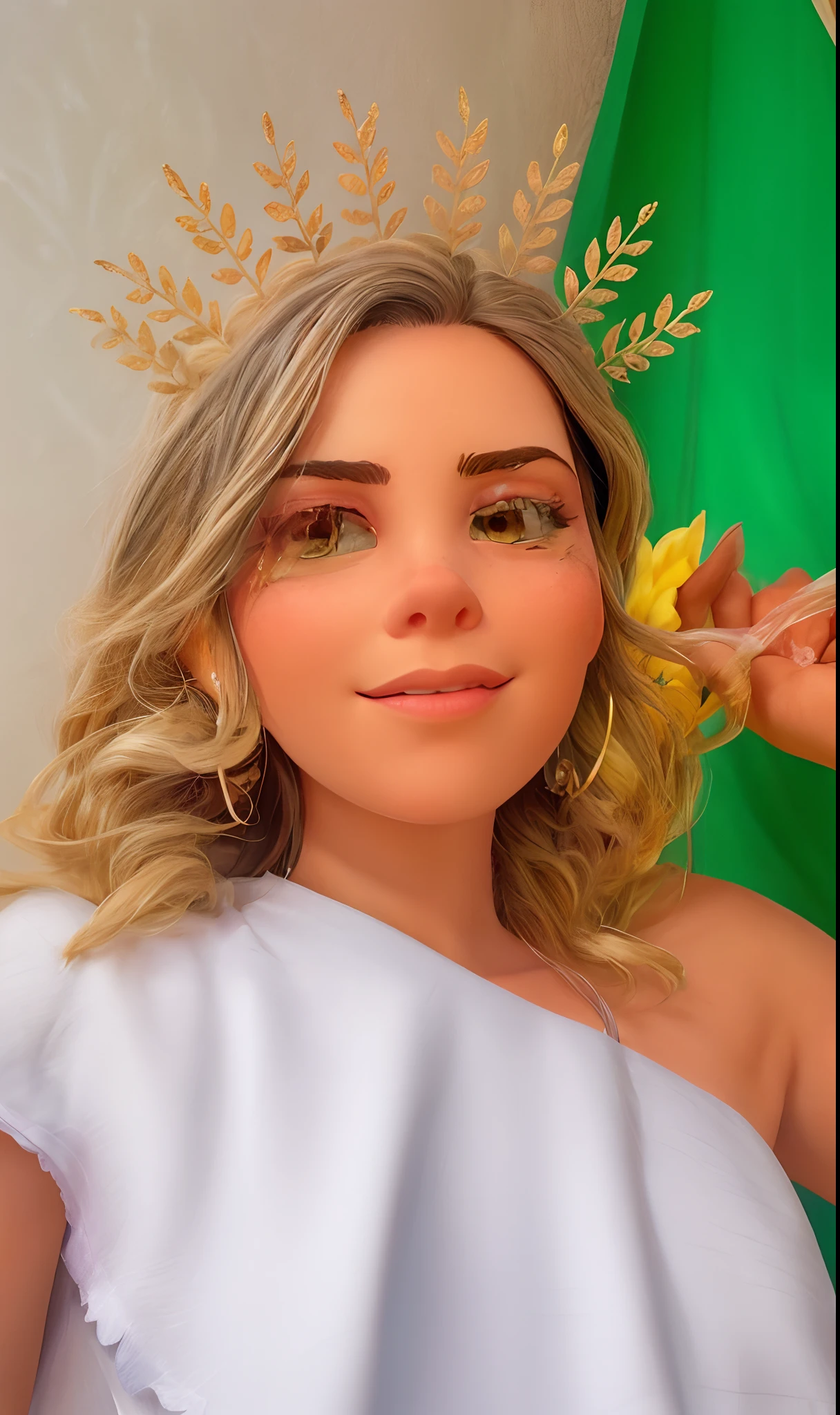 Tiro da cintura da elfa feminina, intrincado, Rosto esguio, elegante, Use um colar de safira, vestido branco claro,With shoulder straps, facing camera, altamente detalhado, pintura digital, art stations, Conceito-Arte, liso, foco nítido, illustration, Arte de Artgerm e Greg Rutkowski e Alphonse Mucha, 8k, volume Neblina, full bloom, raios de luz, Lumen, scenic view