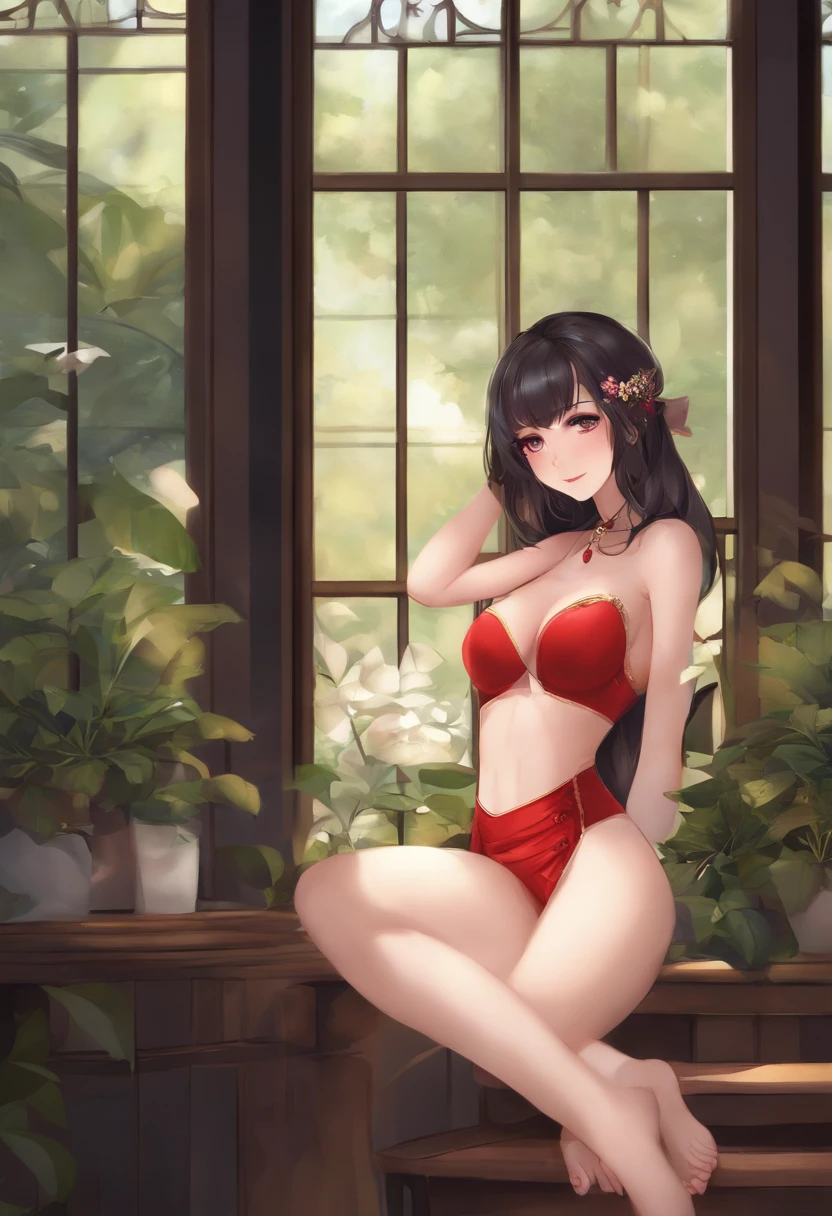 Waifu, seins immenses, jambes ouvertes