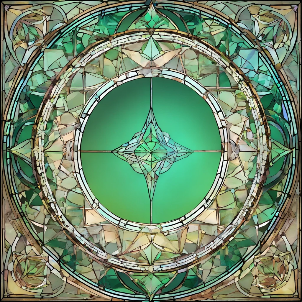 (((Transparent Radiance, Tokenframe, Smooth Blank Round Frame, Symmetrical, sophisticated, Elegant round frame:1,5))) (Black background:1,2), D&d Master's degree on the topic, ((magical circle, Geometrically Correct Holographic Magic_A circle of non-existent runes with a triangular shape, Kaleidos)), mint|Green|Caramel Geometric Highlights, Magic Sigils, Esoteric Symbols, Runes, predominantly mint-golden shades, (The Perfect Kaleidoscope Circle:1,2), (((There's nothing inside the frame))), (token, frame, Stained glass window), Pattern, Curtain wall, Cosmic Motifs, astral, Stars, Transparent round frame with shiny fluorite pattern, empty background