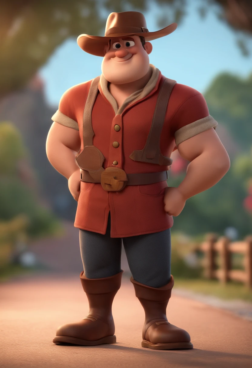 Personagem dos desenhos animados de um homem, gordinho, cabelo cacheado marrom escuro e uma camisa vermelha, animation character, Caractere estilizado, animation style rendering, 3D estilizado, Arnold Maya render, 3 d render stylized, toon render keyshot, Personagem 3D, Personagem 3D, 3d rendering stylized, 3 d character render, personagem de desenho animado, Personagem de close up, Pose de personagem, (Estilo Pixar) (master part:1.2) (Bokeh) (best quality) (pele detalhada) (textura detalhada) (8k) (argila) (Cinematic lighting) (foco nítido