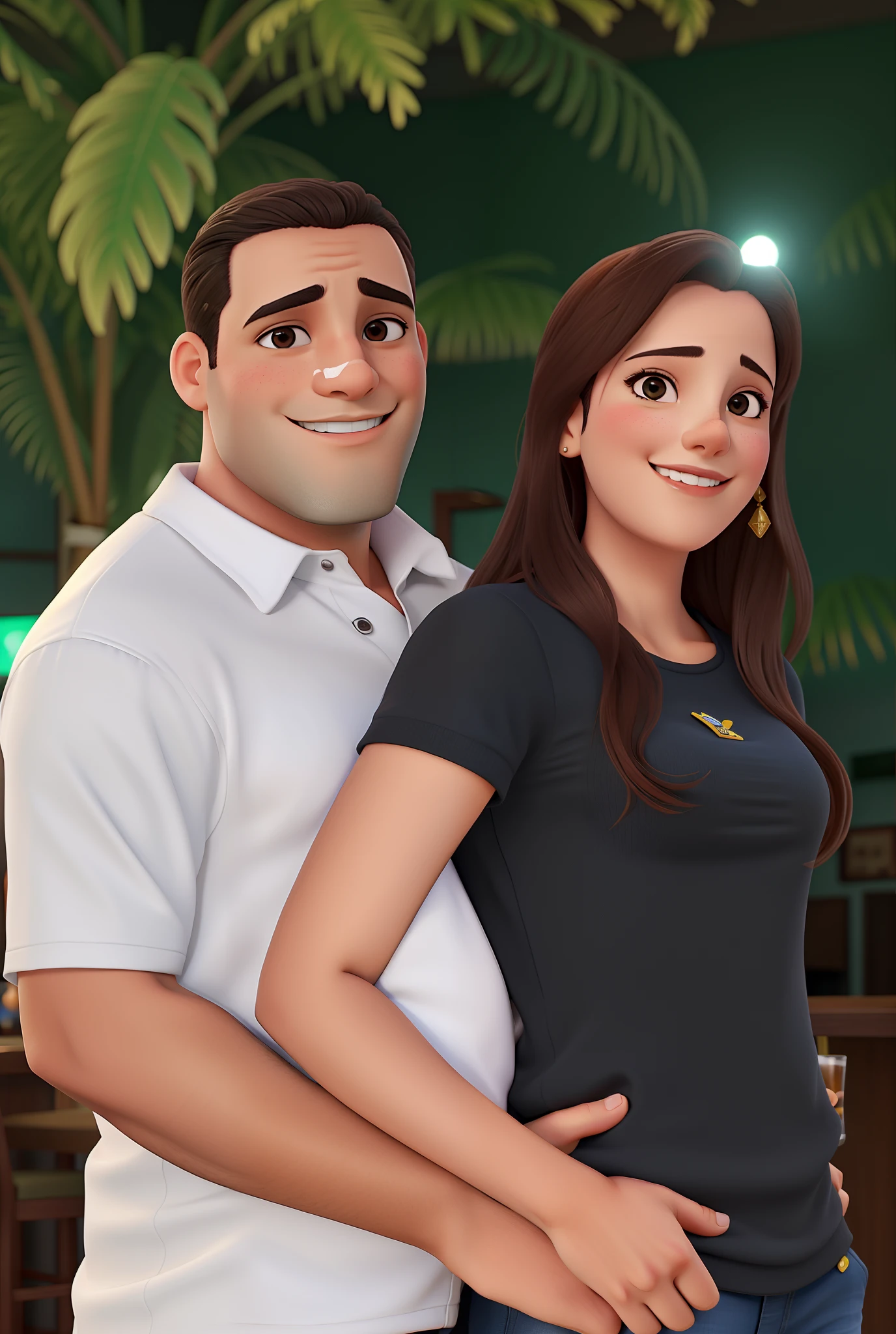 casal num bar se divertindo bebendo