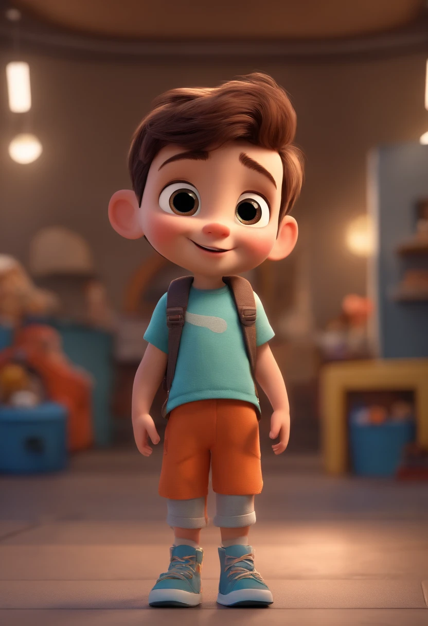 a happy cute standing short hair, vestindo uma fantasia espacial, , fundo branco, barnet, Tom, Estilo Pixar, ....3d, desenhos animados, rosto detalhado, asymmetrical 16k