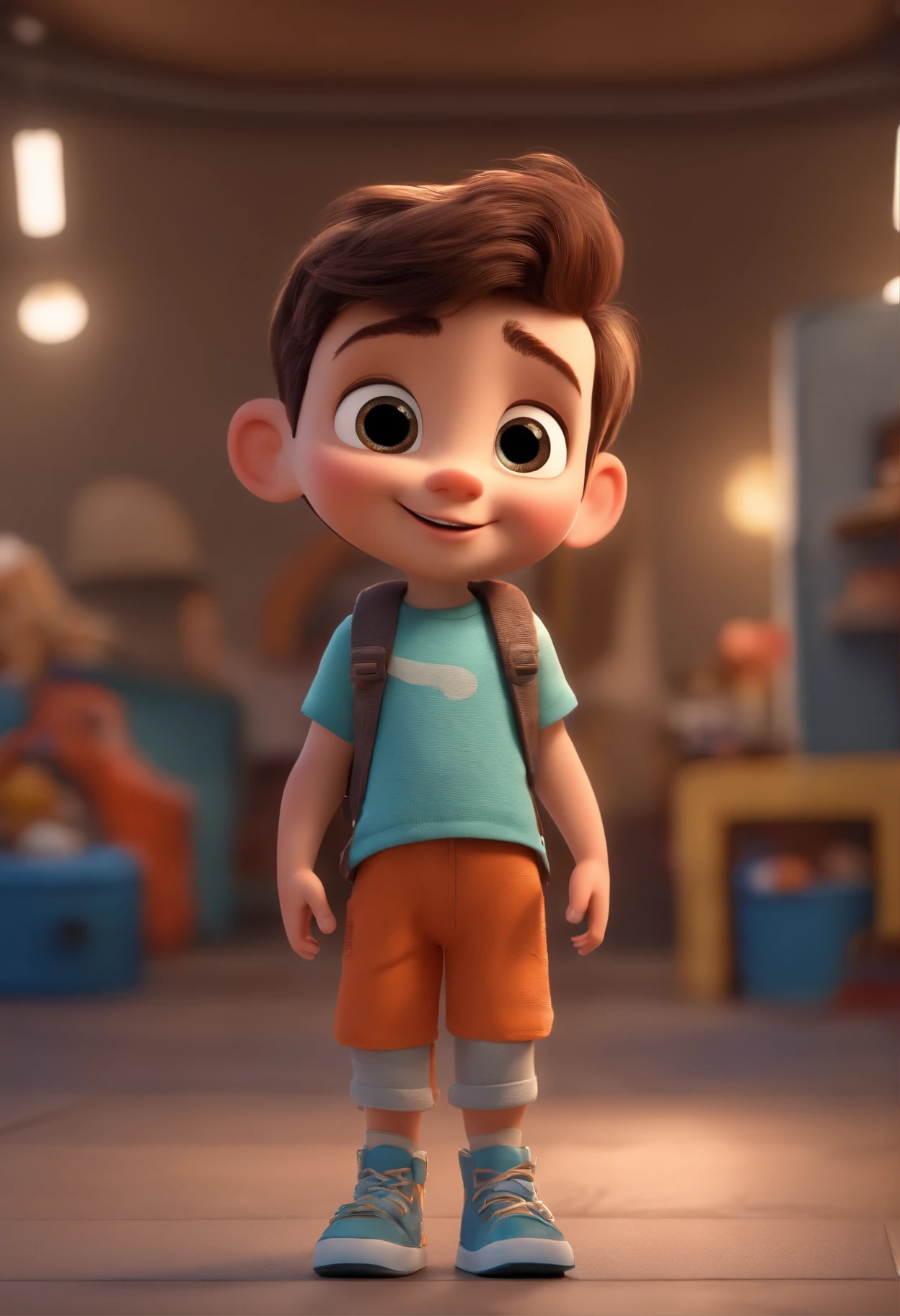 a happy cute ??? standing short hair, vestindo uma fantasia espacial, , fundo branco, barnet, Tom, Estilo Pixar, ....3d, desenhos animados, rosto detalhado, asymmetrical 16k