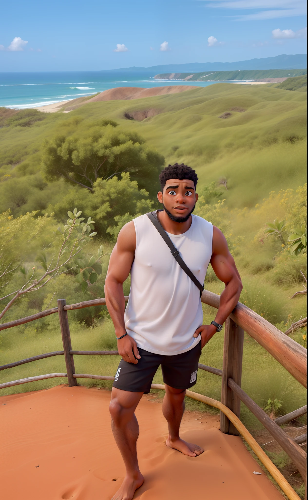 (Foto RAW, best quality), homen negro em frente ao mar