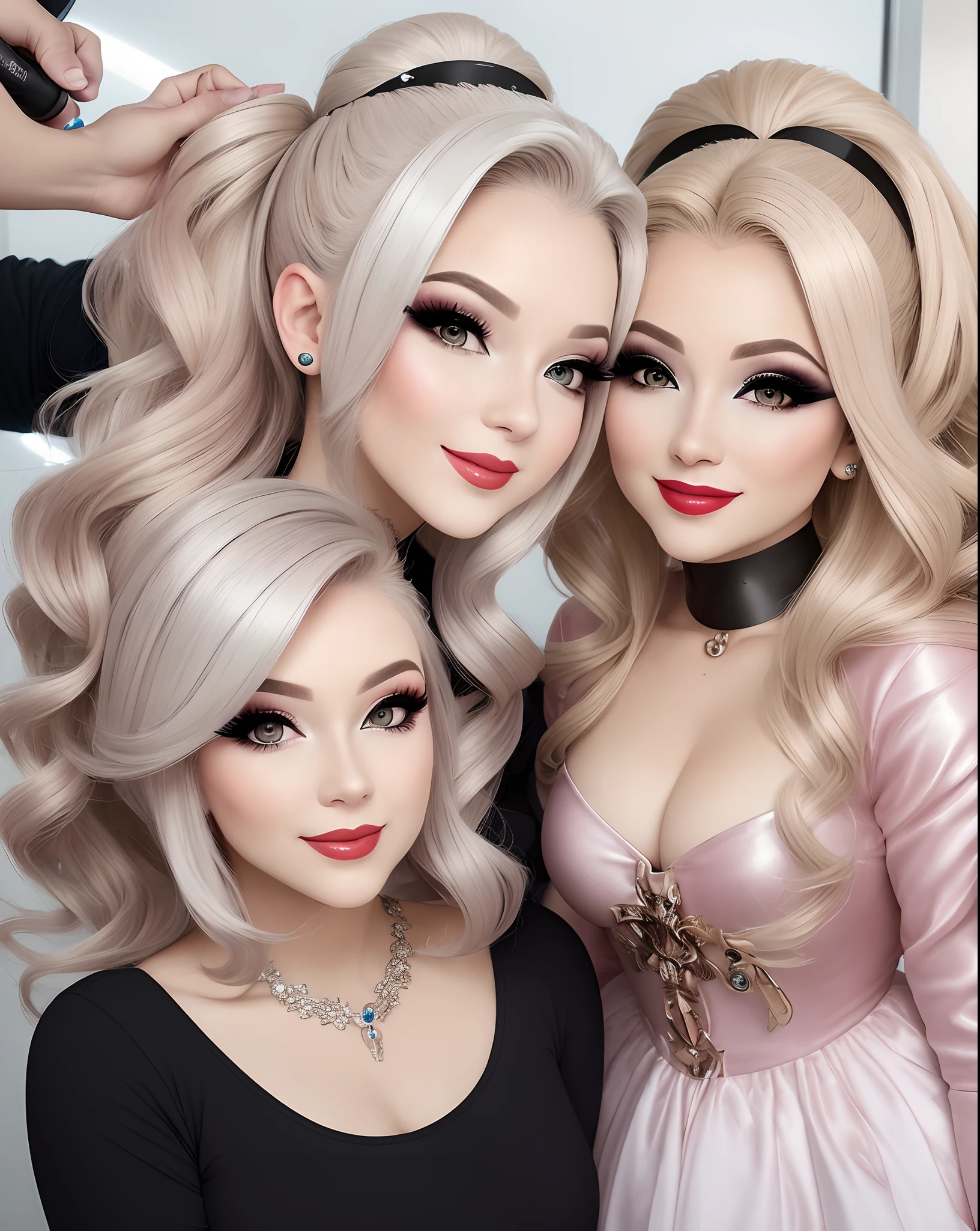 Mulher cabelo loiro com mechas , linda meiga e feliz , olhos castanhos , She works with makeup and is an entrepreneur , Title: Makeup Corner , logo Disney