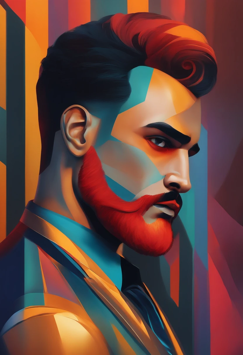 careca negro com rosto redondo com barba grande, no estilo pixar