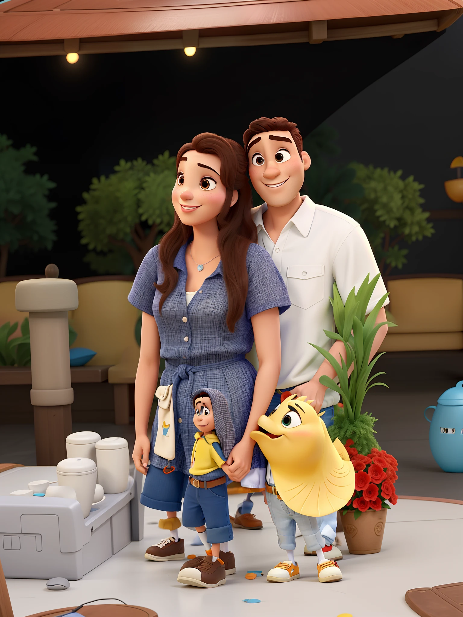 Um casal em viagem estilo Disney Pixar em alta qualidade, melhor qualidade
