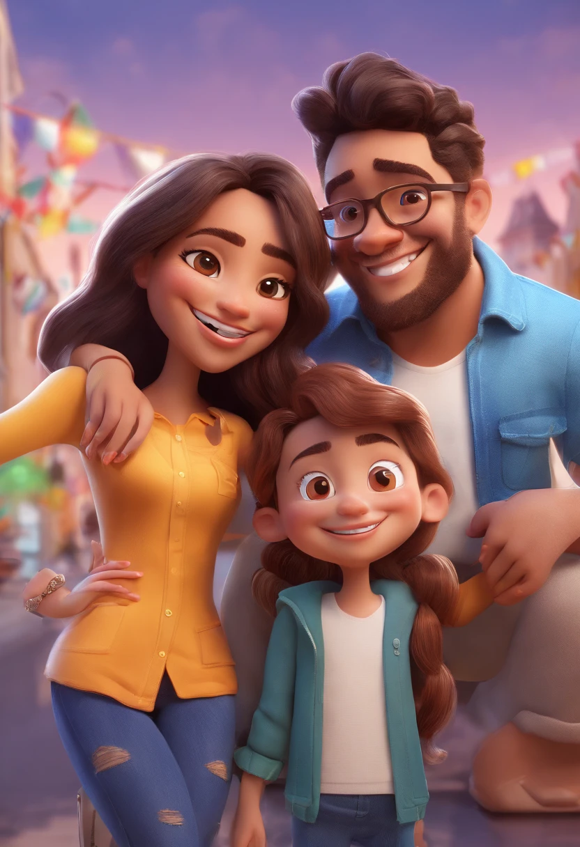 An illustration of an adorable couple, destacando um homem e uma mulher com bonito, Expressive eyes – the man's skin is black and the man's hair is bald and black, while the woman's skin is black and the woman's hair is curly and brown. They are a bright room, cada um com um sorriso no rosto, e compartilhar um momento especial caracterizado pelo amor, arroz, e insights educacionais. Illustrate this scene from a perspective where they are facing away from the camera, Showing Your Connection. Desenvolva esta arte em Full HD, Focus on your cinematic touch, Estilo Disney Pixar Animations