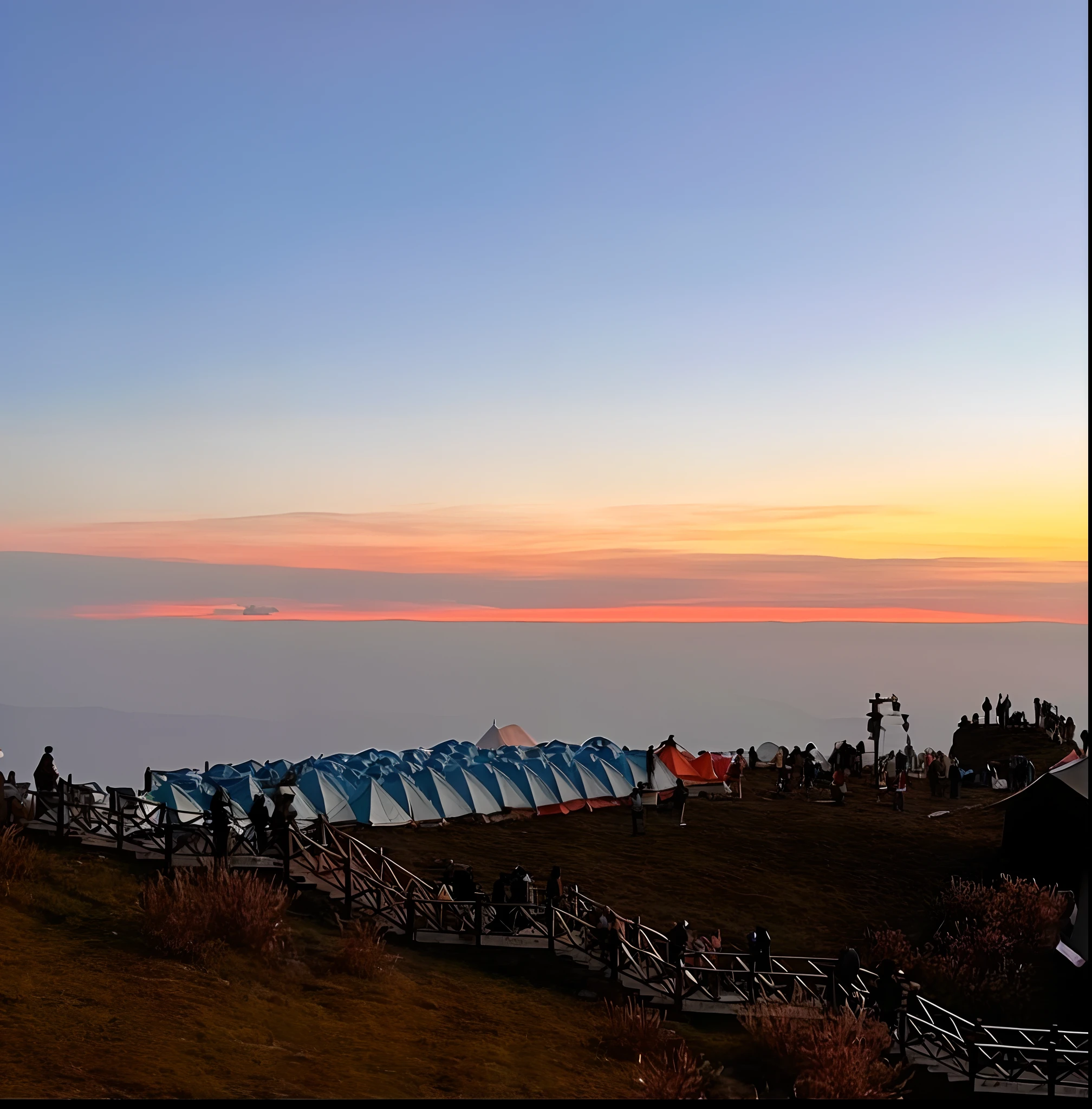 People stand on the hill overlooking the colorful sunset, during sunrise, At sunrise, Sunrise over snow-capped Mt. Fuji, At sunset, late sunset, Sunset view, mountains and colorful sunset!!, Morning sunrise, Far view, during dawn, Tent camp in the foreground, the sunset, sunset sunrise, As night fell, author:Douglas Schuler, cafe in the clouds