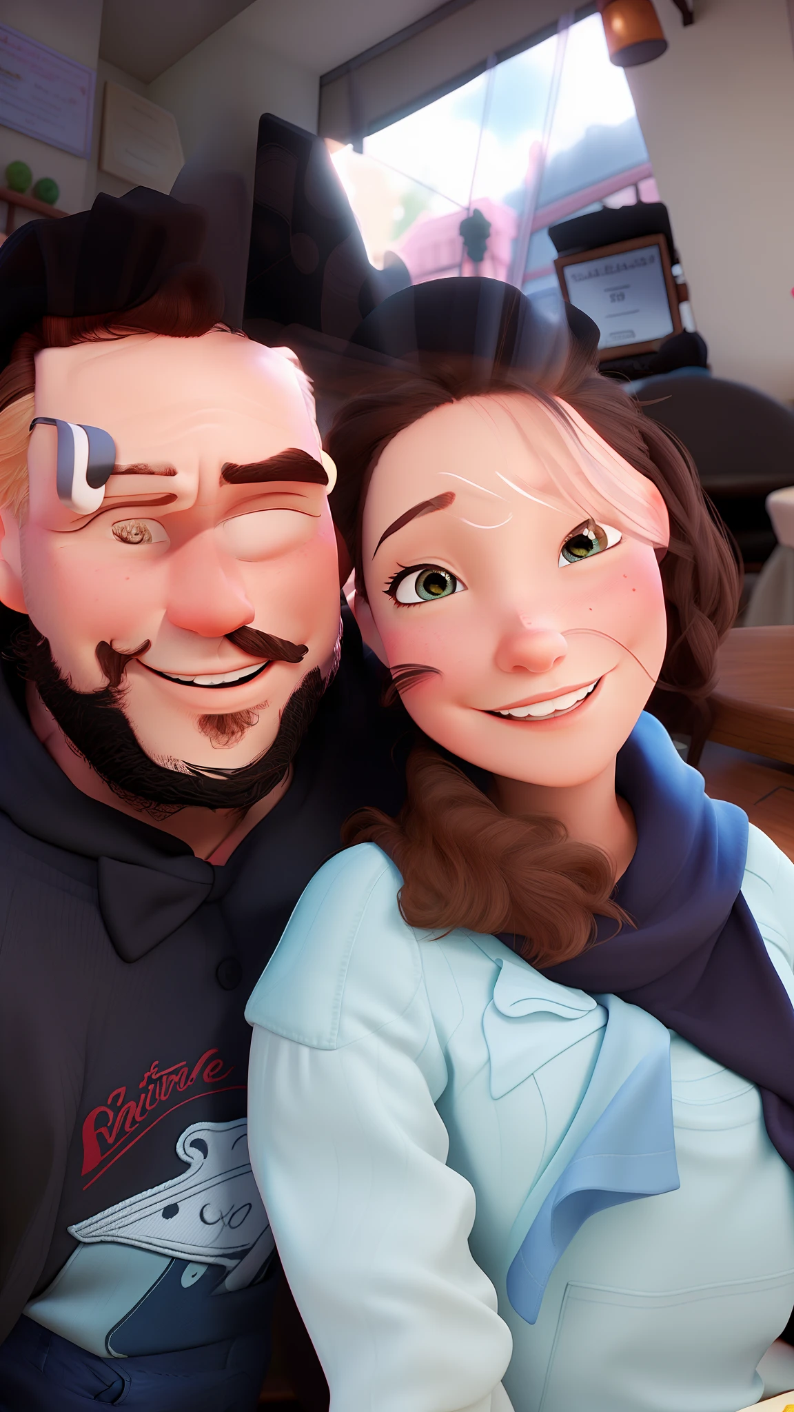 Romantic couple in restaurant, Disney pixar | |